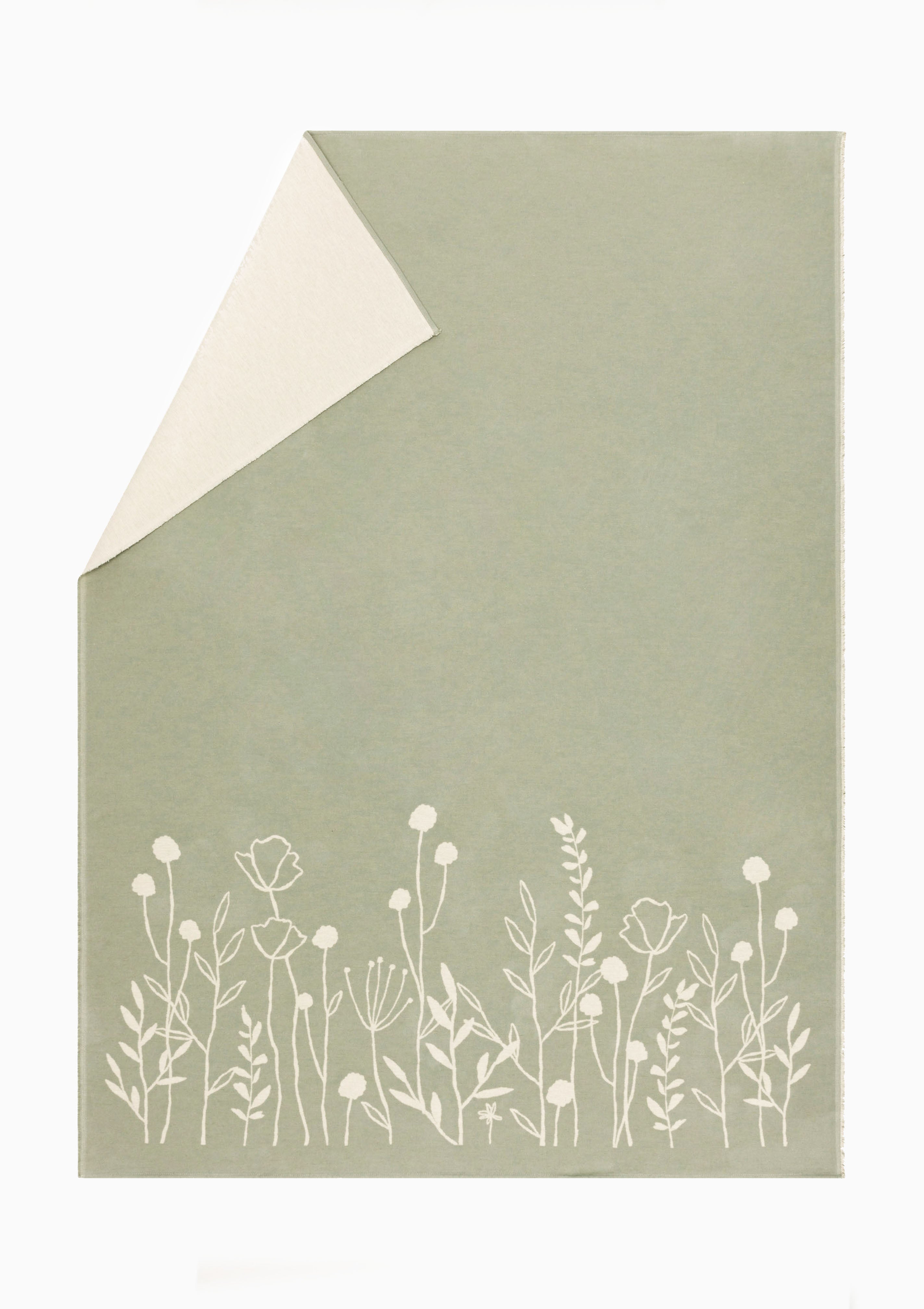 Amber Cotton Throw Floral | Light Green