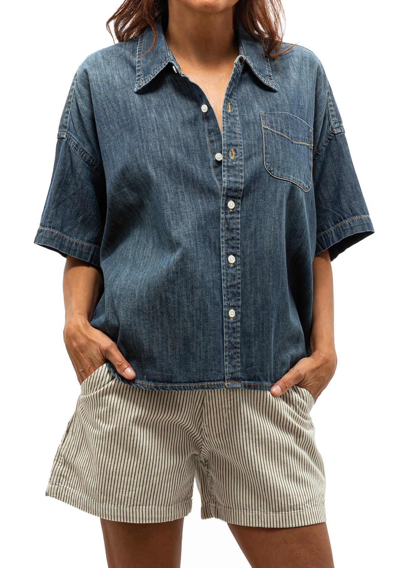 Short Sleeve Button Down Shirt | Seymour Indigo