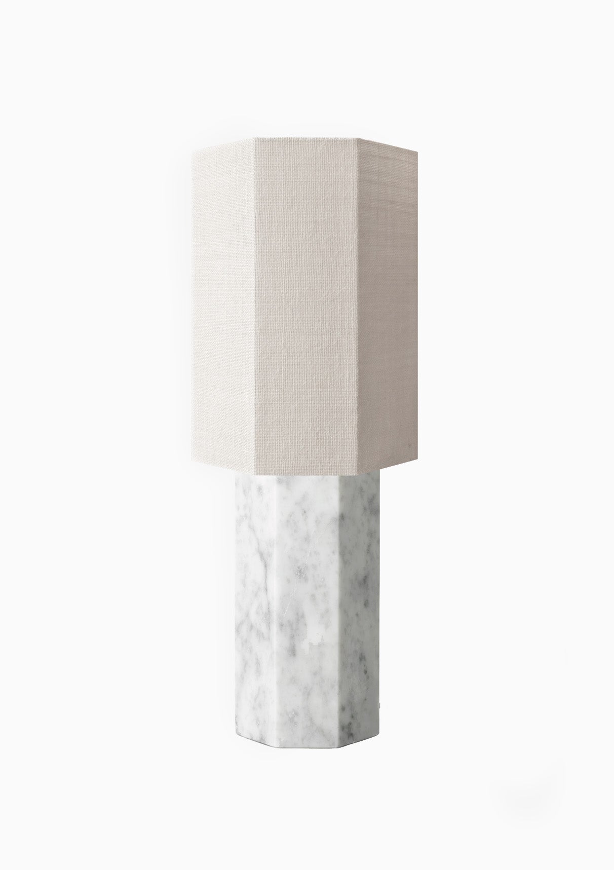 Eight Over Eight Marble Lamp Base With Shade, Jute White
