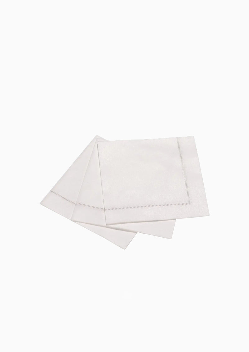 Hemstitch Cocktail Napkins | Silver Grey, Set Of 25