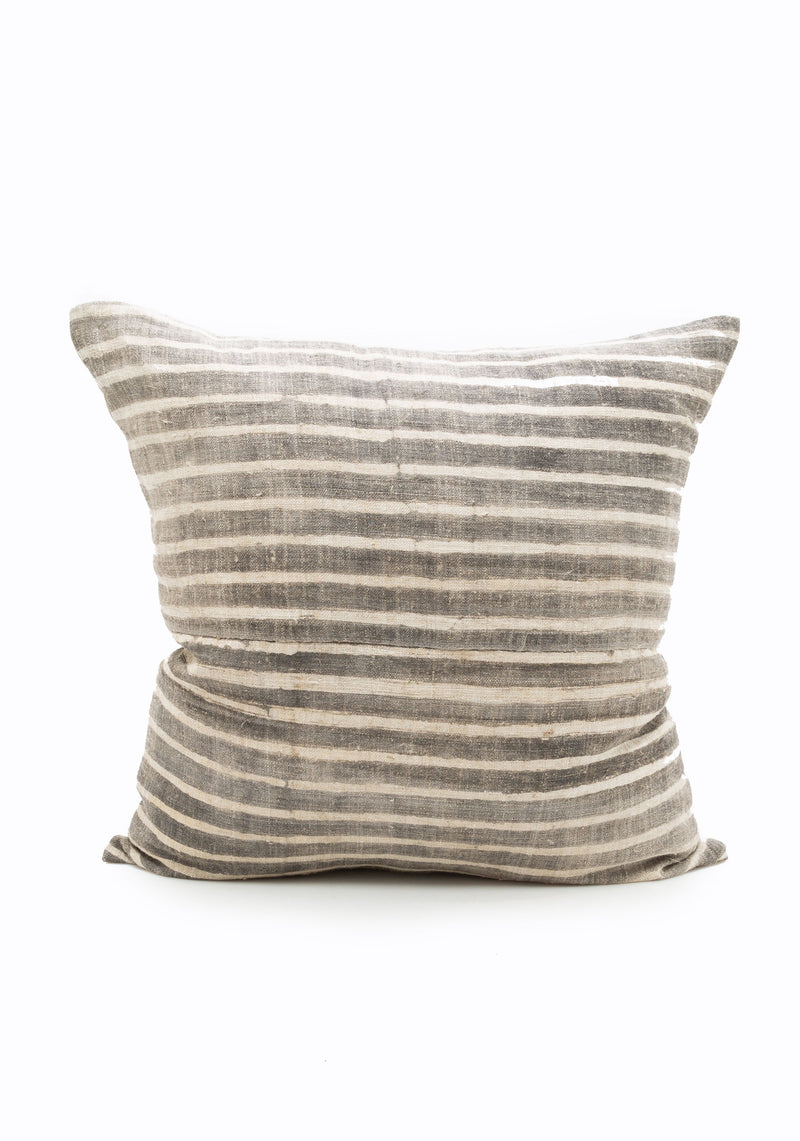 Grey Batik Horizontal Striped Cushion | 22"x22"