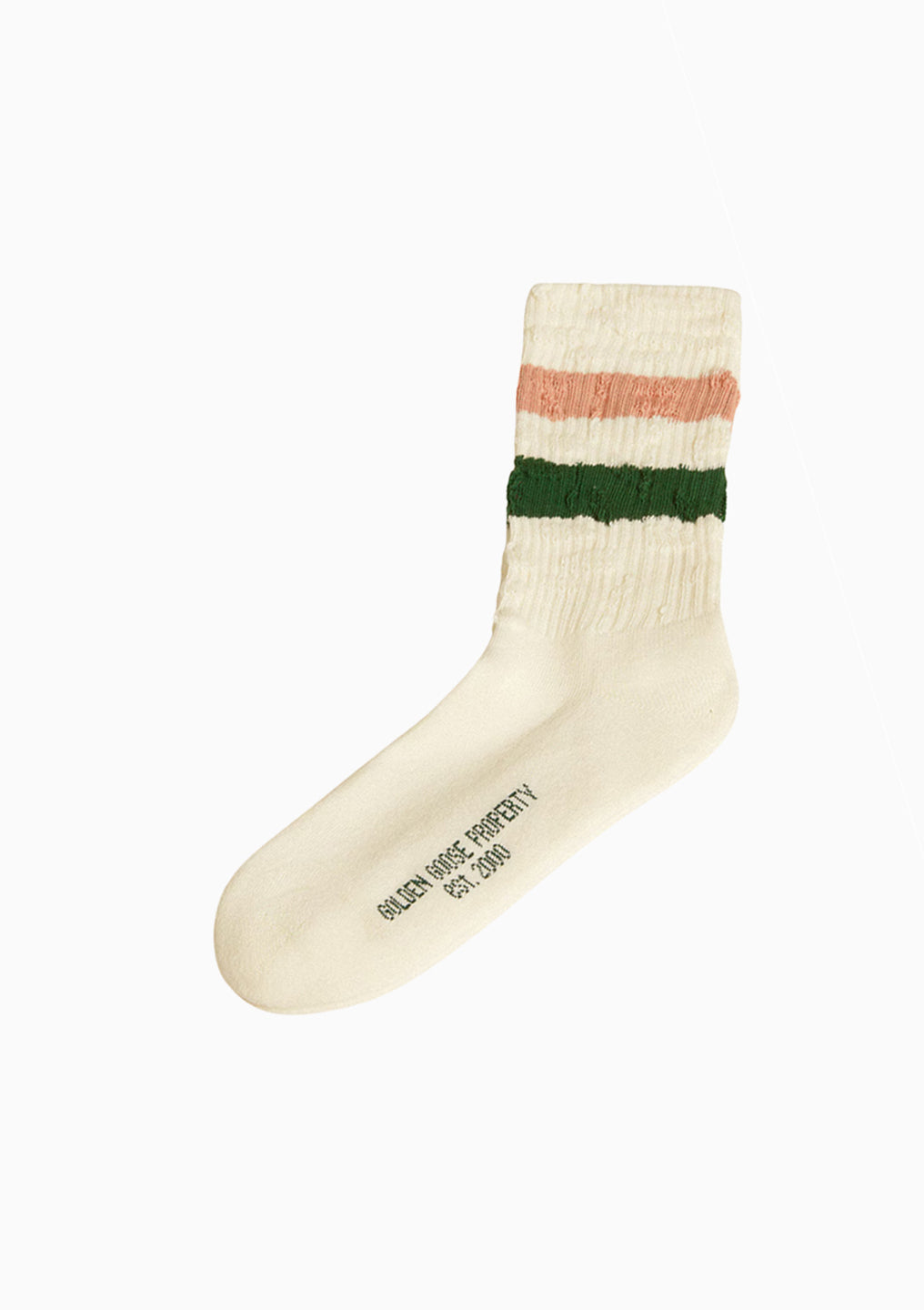 Distressed Details Stripe Socks, White | Pink/Green