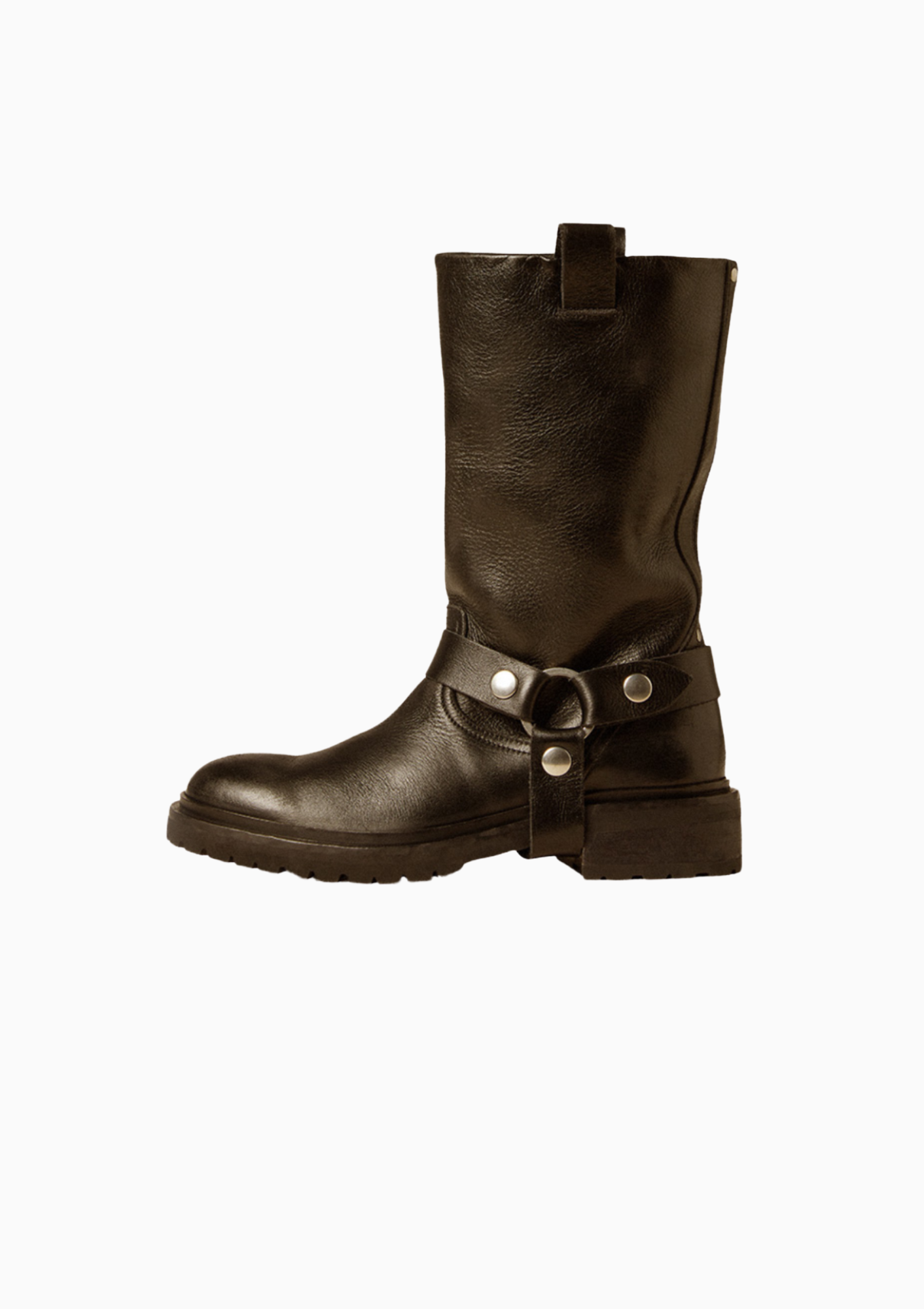 Kurt Shiny Leather Boot With Strap | Black