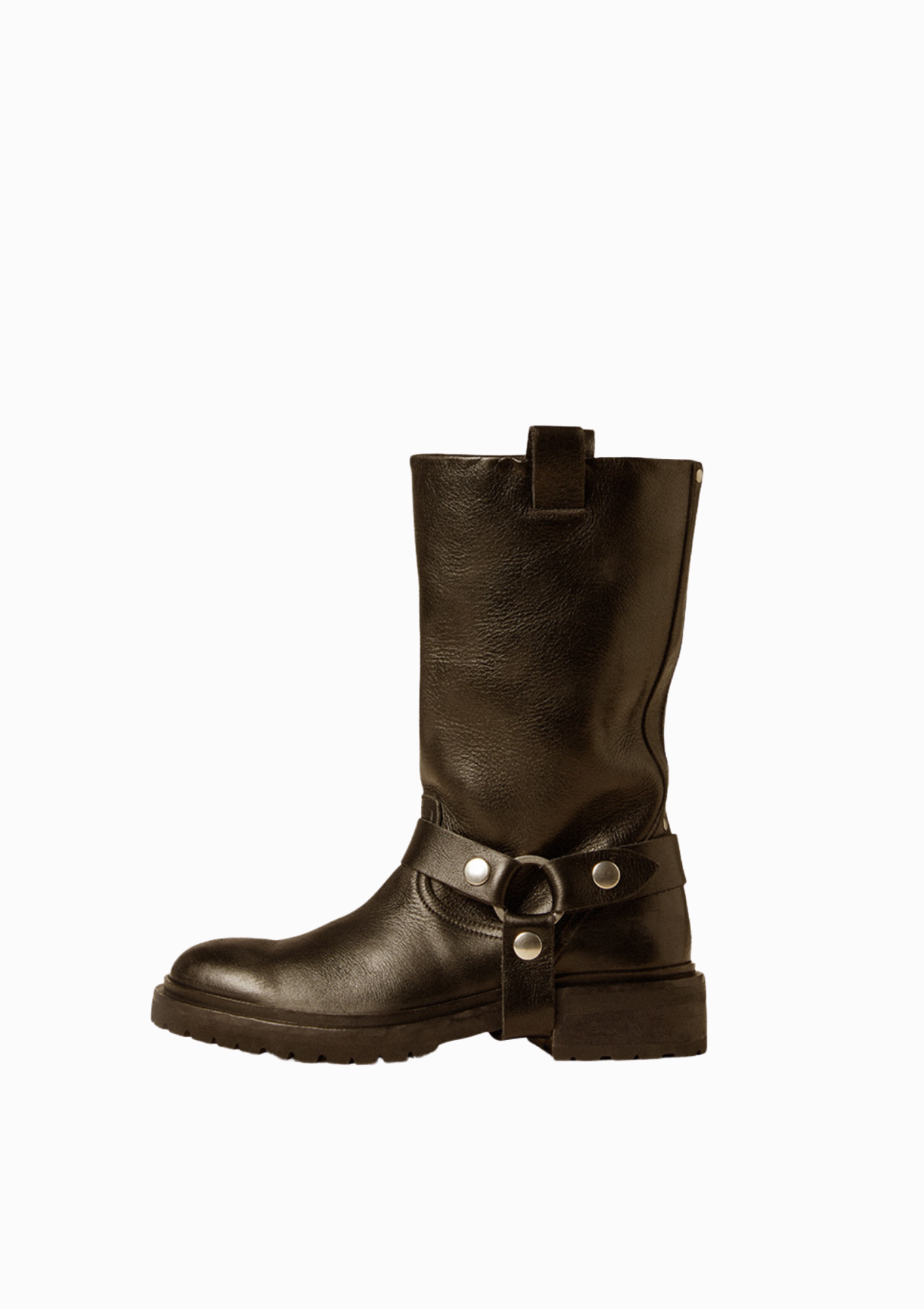 Kurt Shiny Leather Boot With Strap | Black
