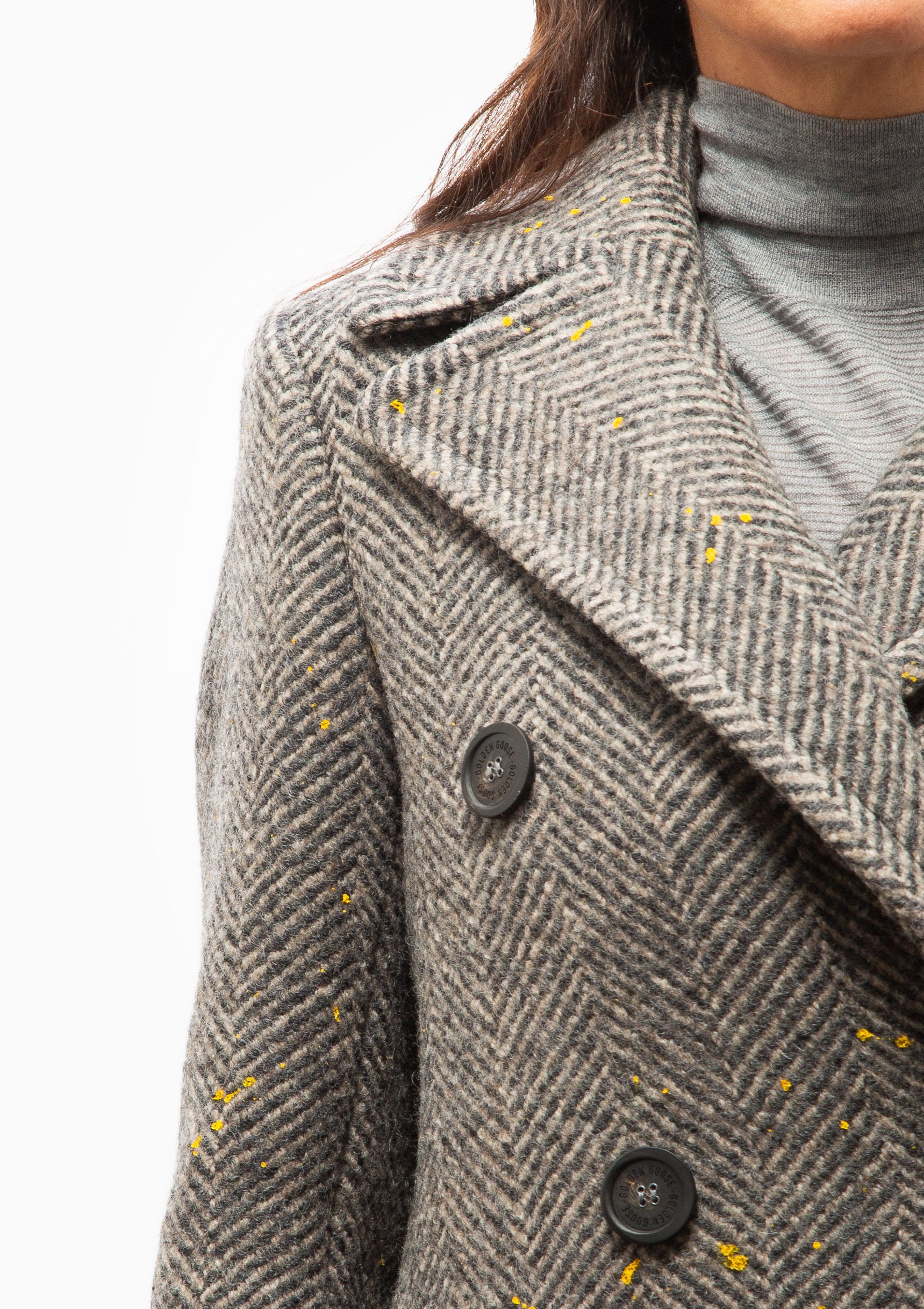 Long Herringbone Coat | Anthracite