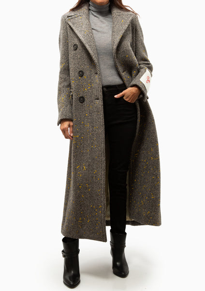 Long Herringbone Coat | Anthracite