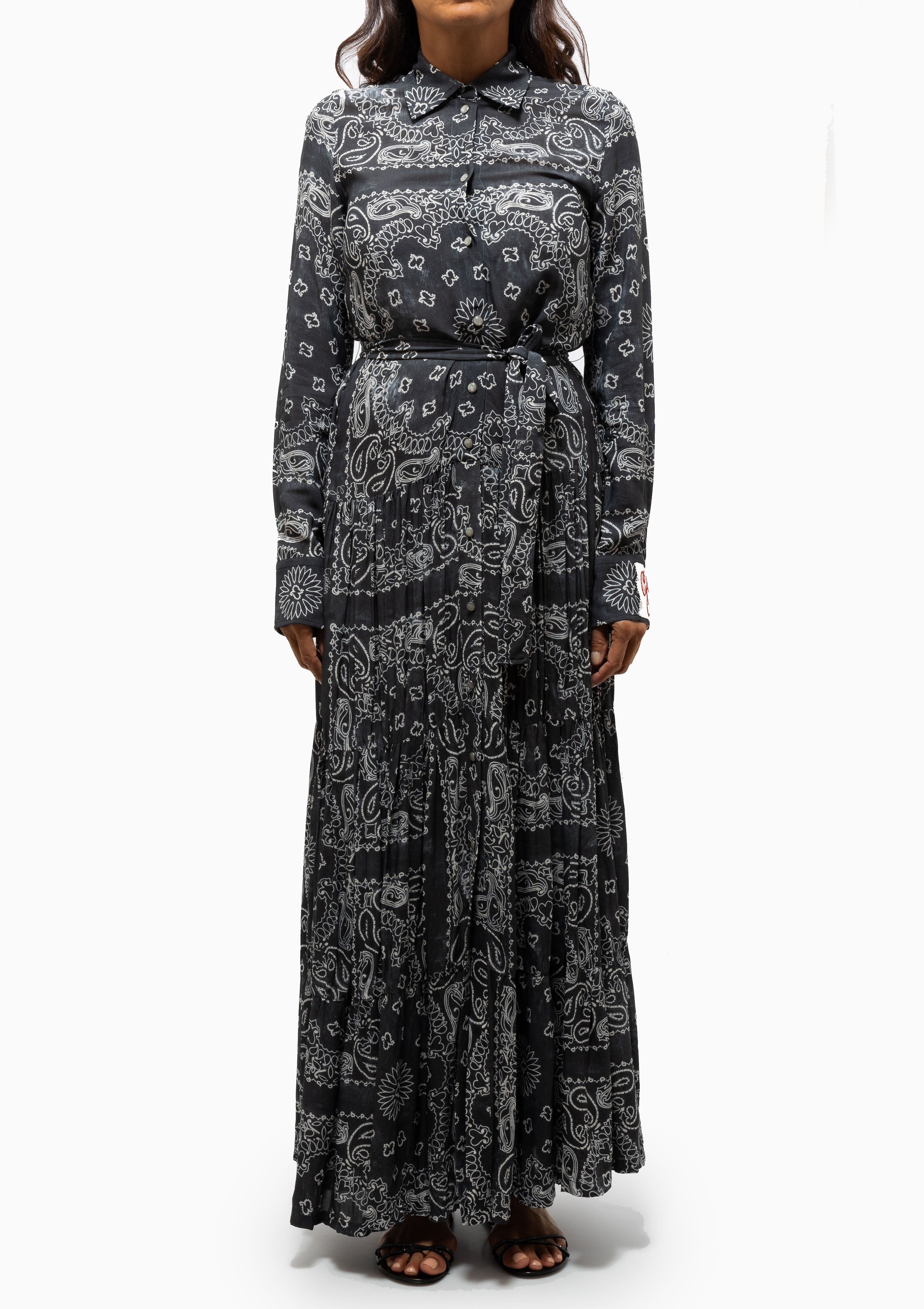 Paisley Print Shirt Dress | Anthracite