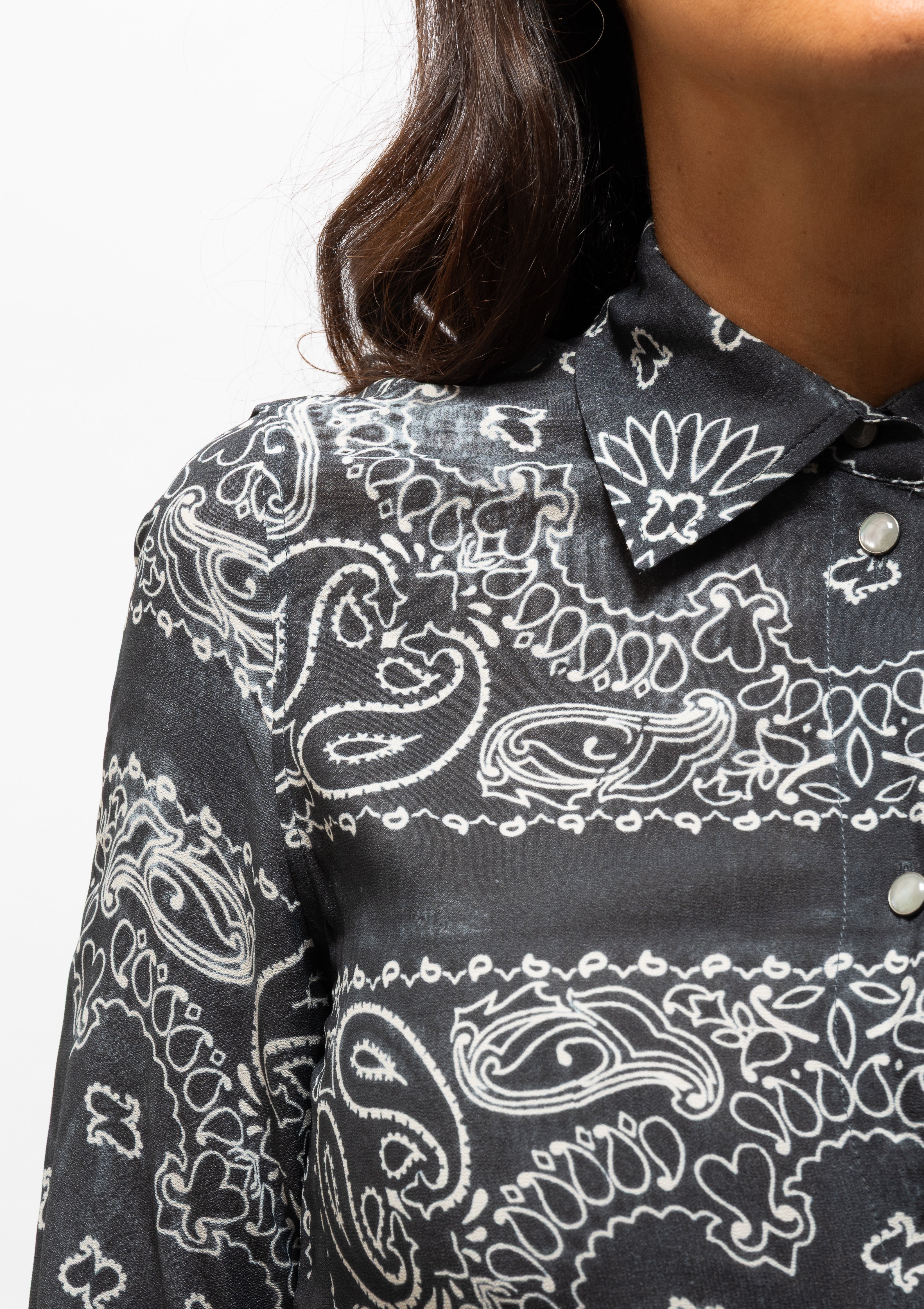 Paisley Print Shirt Dress | Anthracite