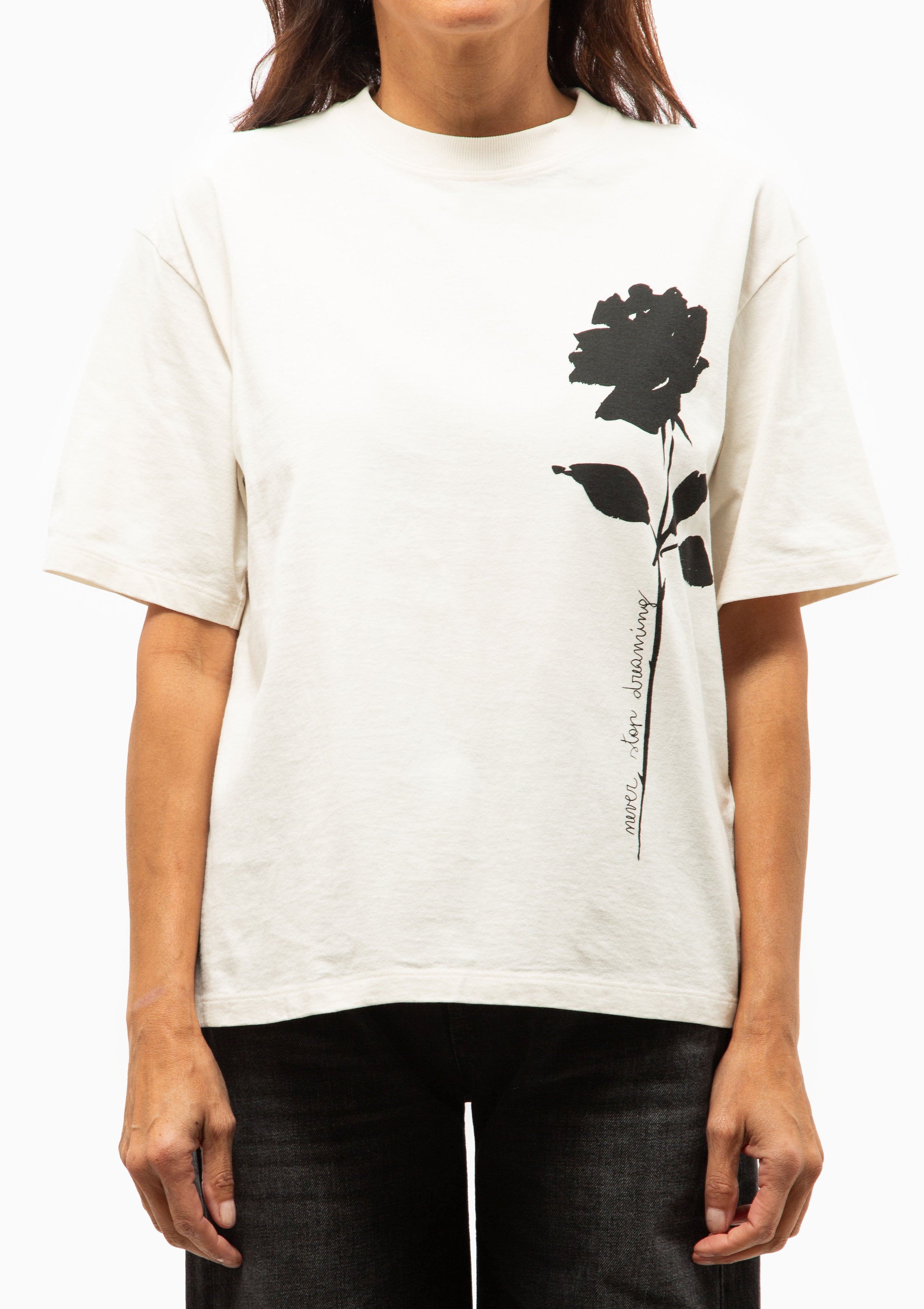 Watercolor Print Boxy T-Shirt | Arctic Wolf/Black
