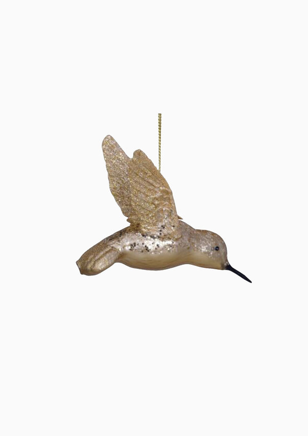 Gold Hummingbird Glass Ornament