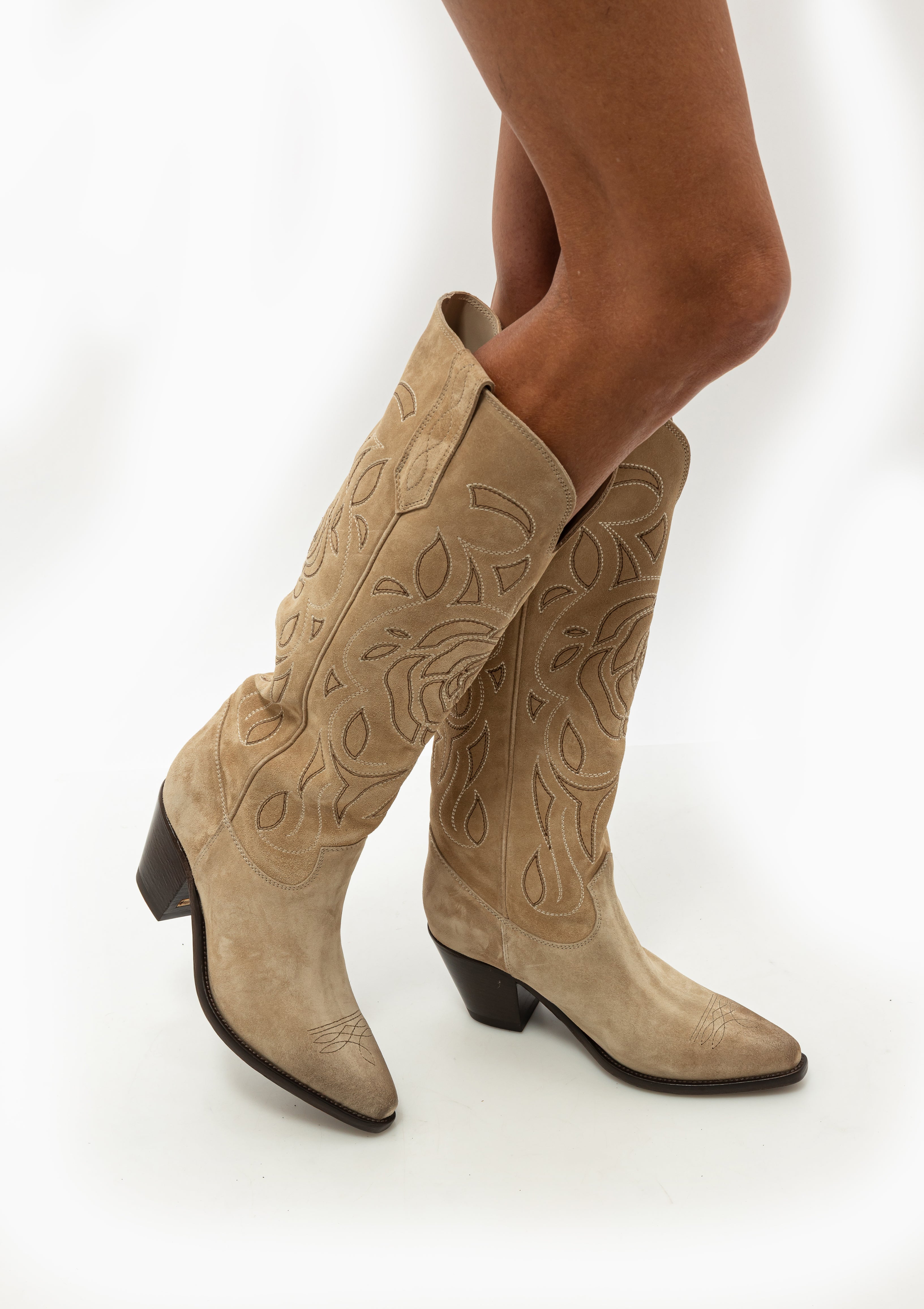 '70 Wish Star Rose Embroidery Suede Boot | Sand