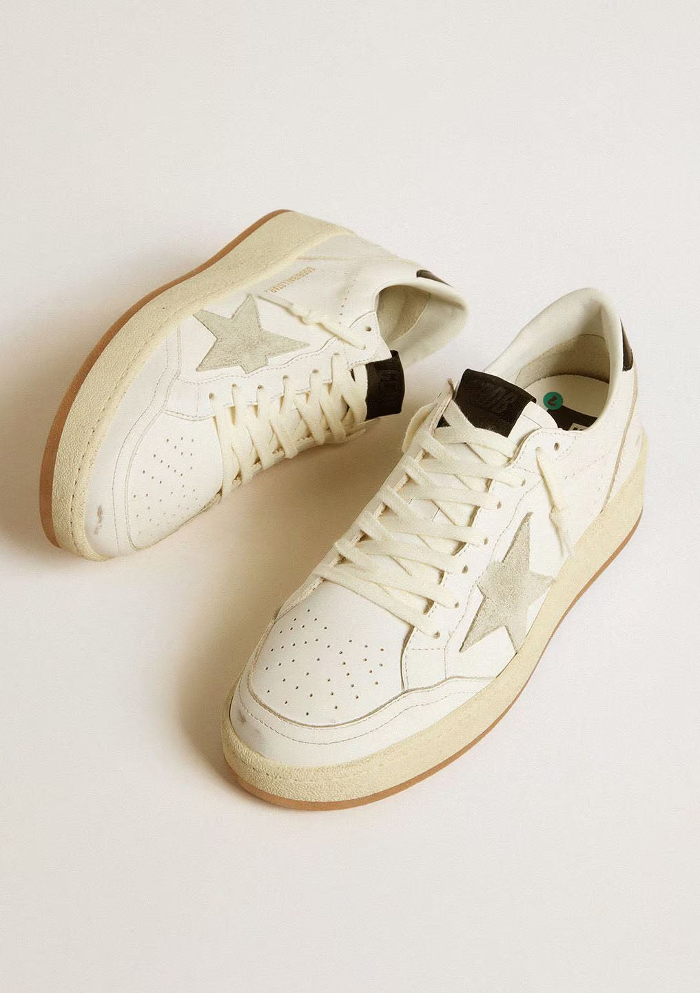 Ball Star Sneaker Leather Suede Star Glossy Heel | White/Ice/Black