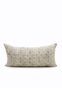 Grey Batik Criss Cross Cushion | 12" x 24"