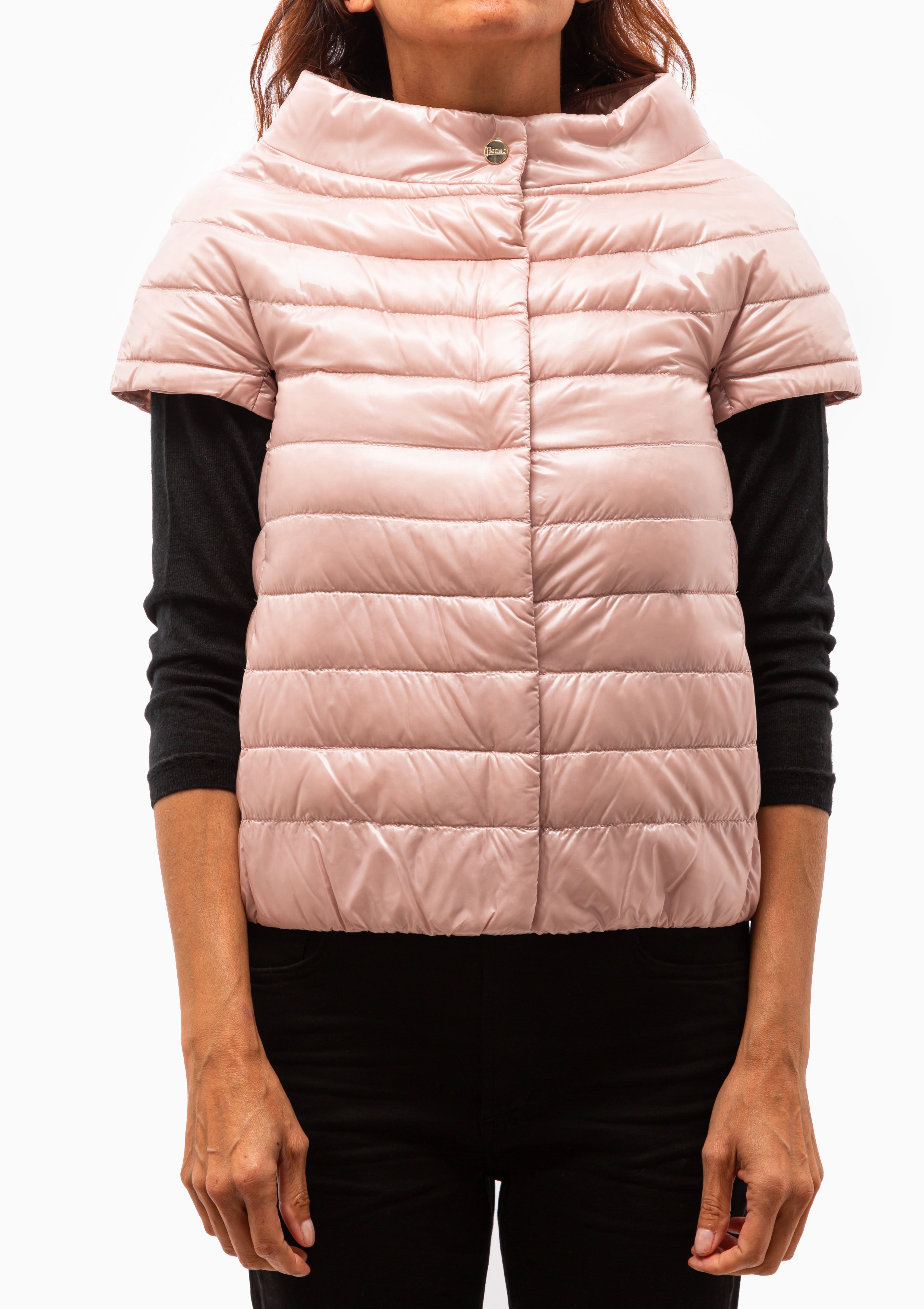 Classic Nylon Greta Cap Sleeve Jacket | Light Pink