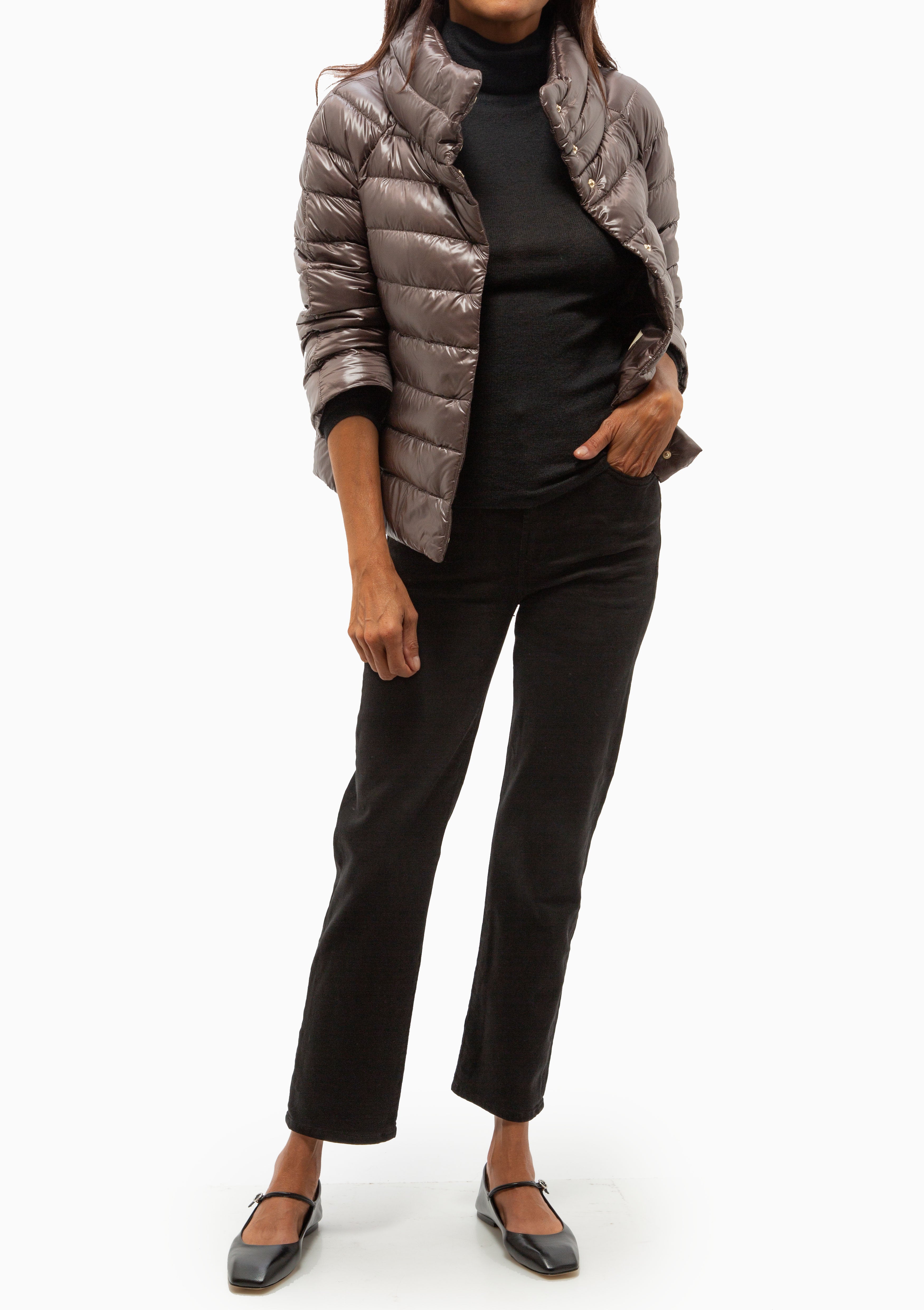 Classic Nylon Sofia 3/4 Sleeve Jacket | Marrone Scuro