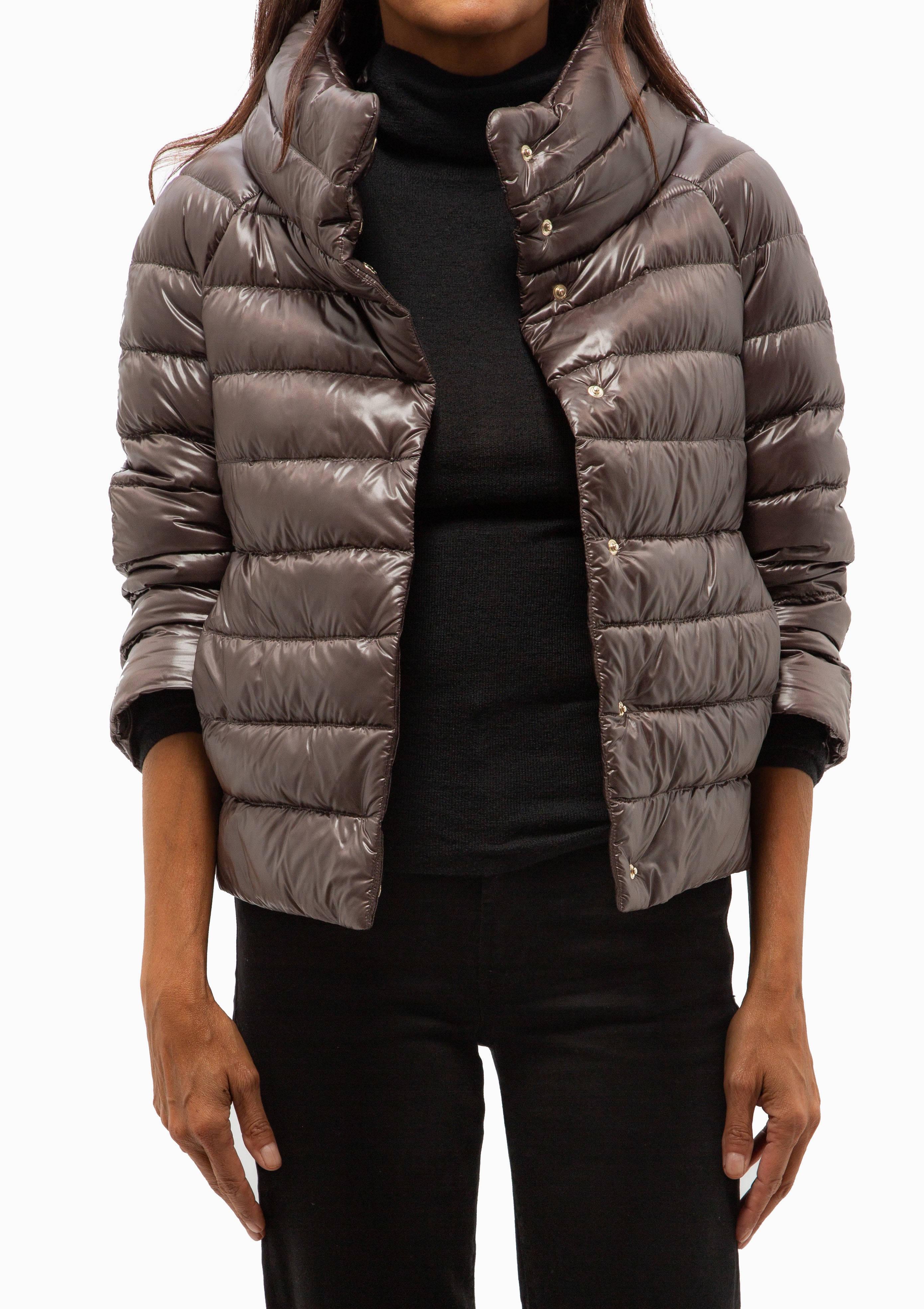 Classic Nylon Sofia 3/4 Sleeve Jacket | Marrone Scuro