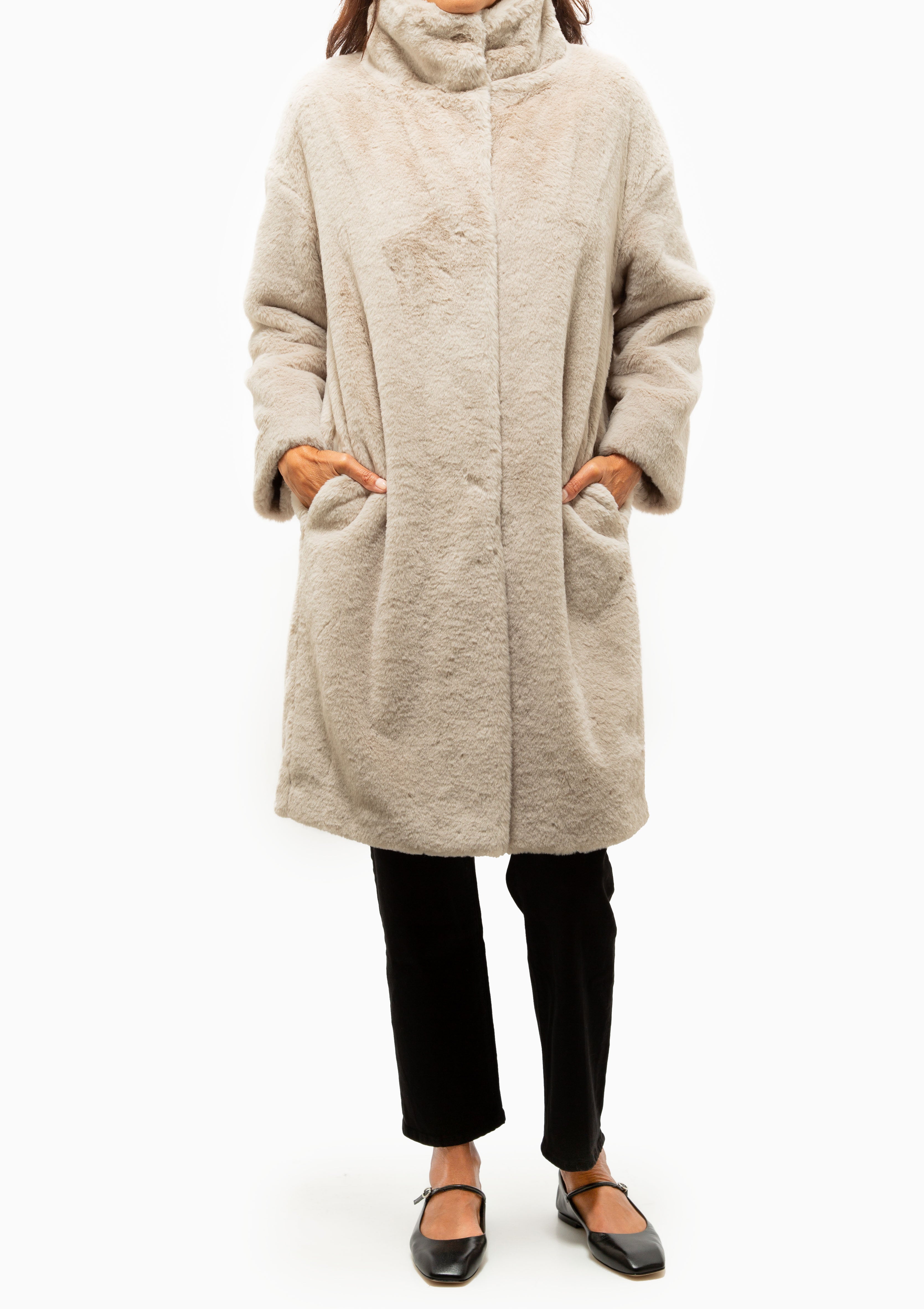 Faux Fur Stand Up Collar Coat | Chantilly