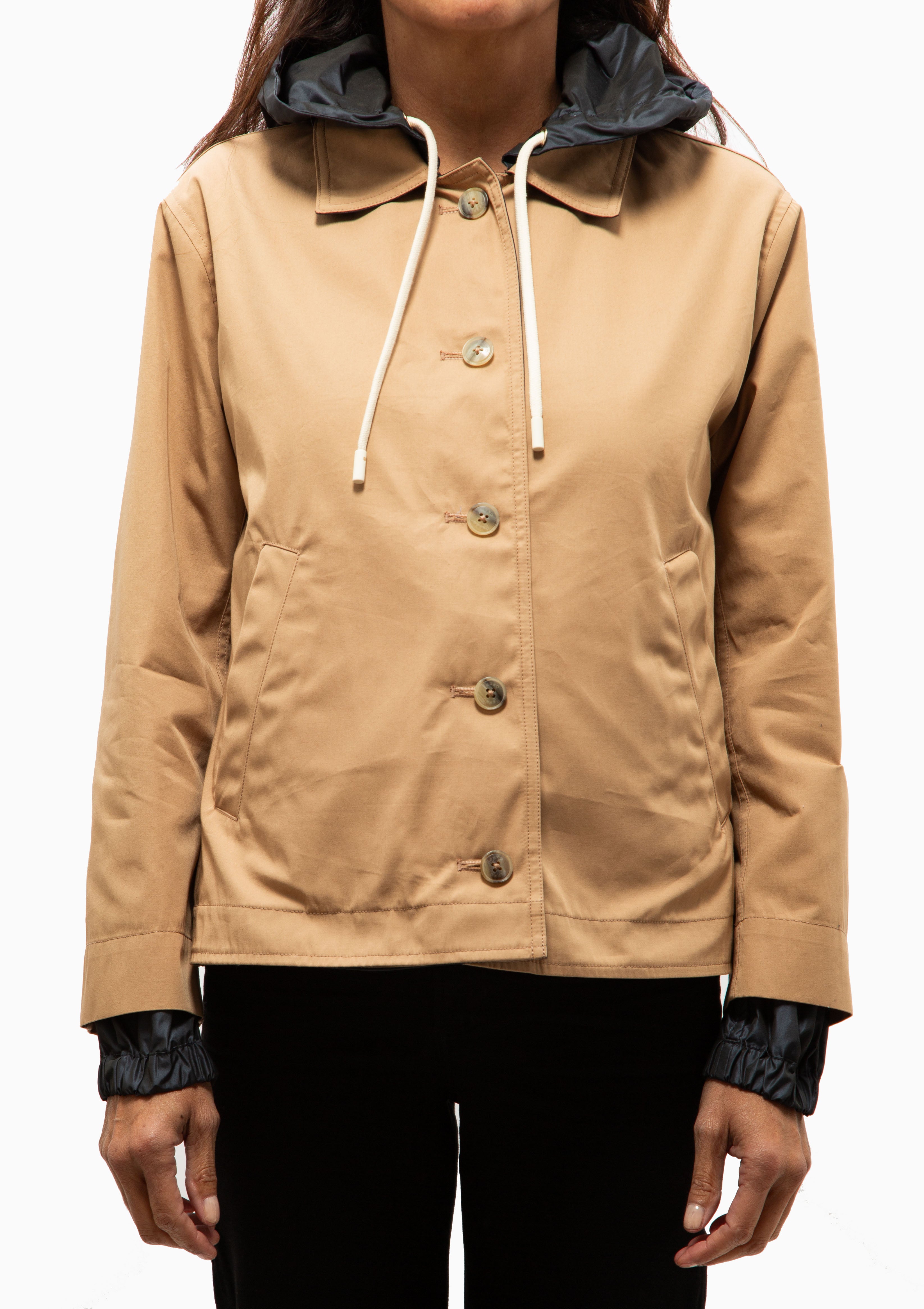 New Techno Taffeta Reversible Hooded Jacket | Camel