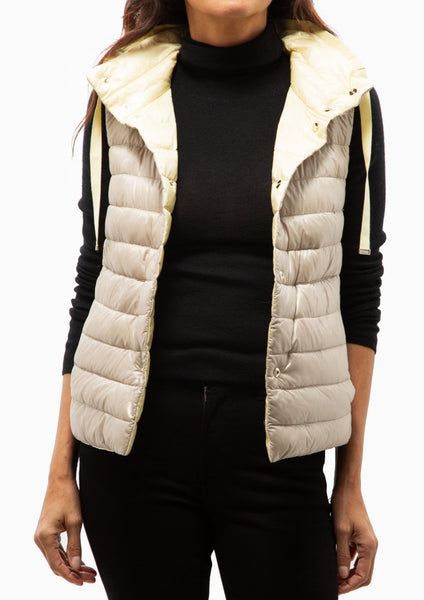 Herno | Nylon Ultralight Reversible Vest | Pale Yellow/Champagne