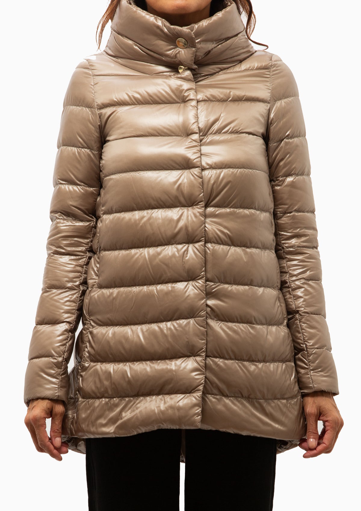 Amelia Classic Nylon A-Shape Coat | Light Taupe