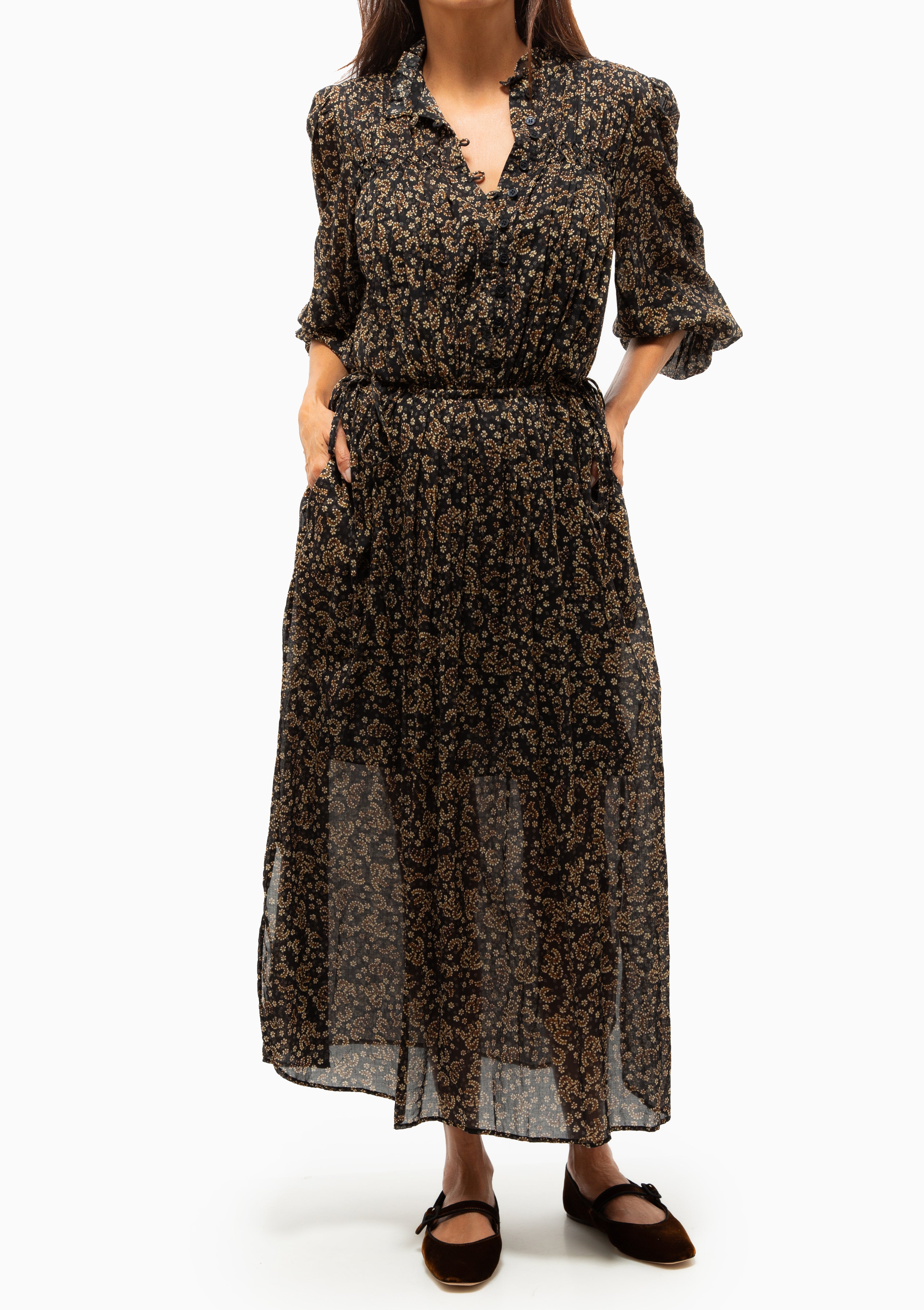 Dalida Dress | Black/Ochre