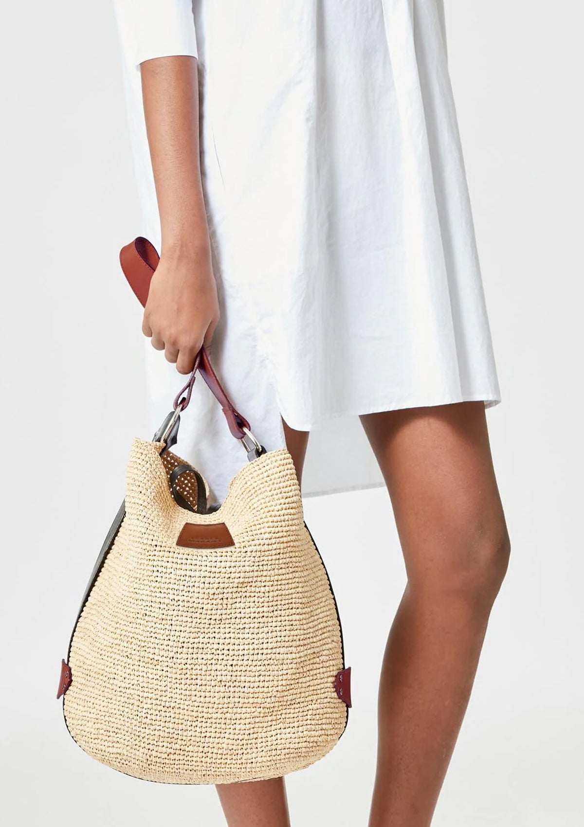 Bayia Raffia Bucket Bag | Natural/Cognac