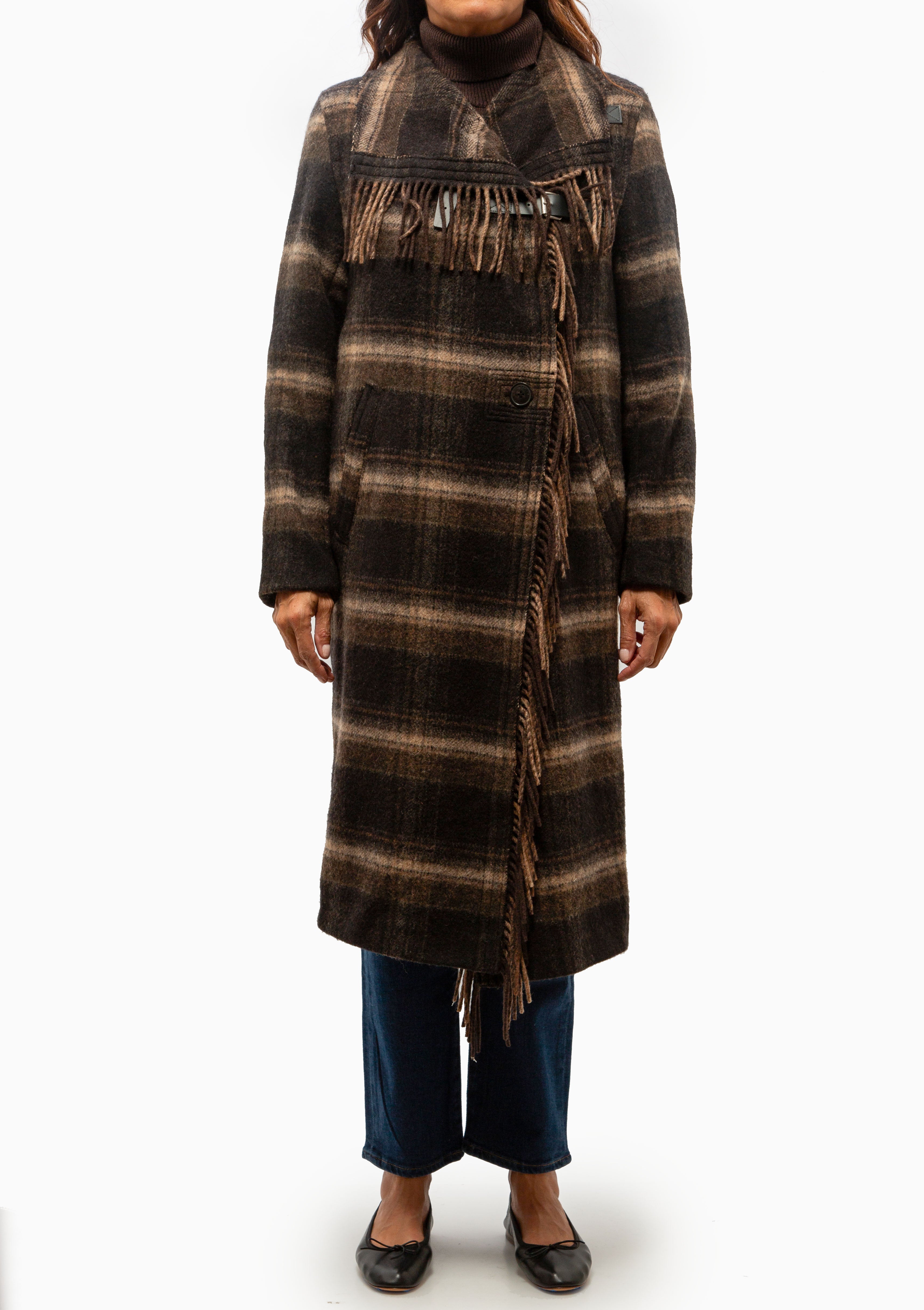 Gihan Wool Coat | Black/Khaki