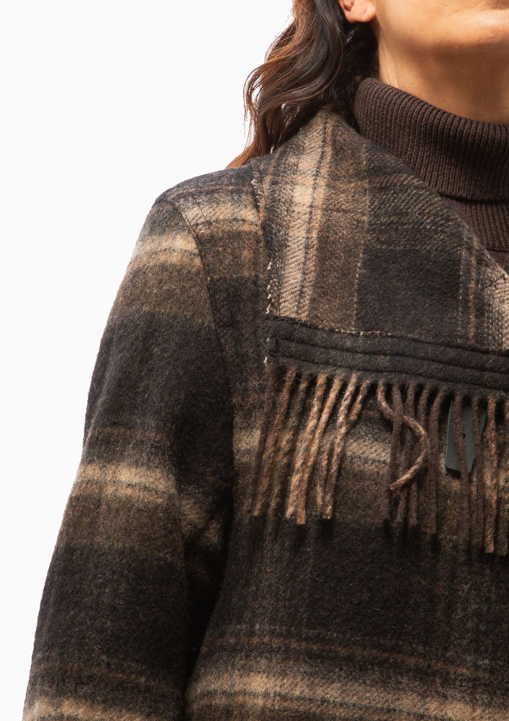 Gihan Wool Coat | Black/Khaki