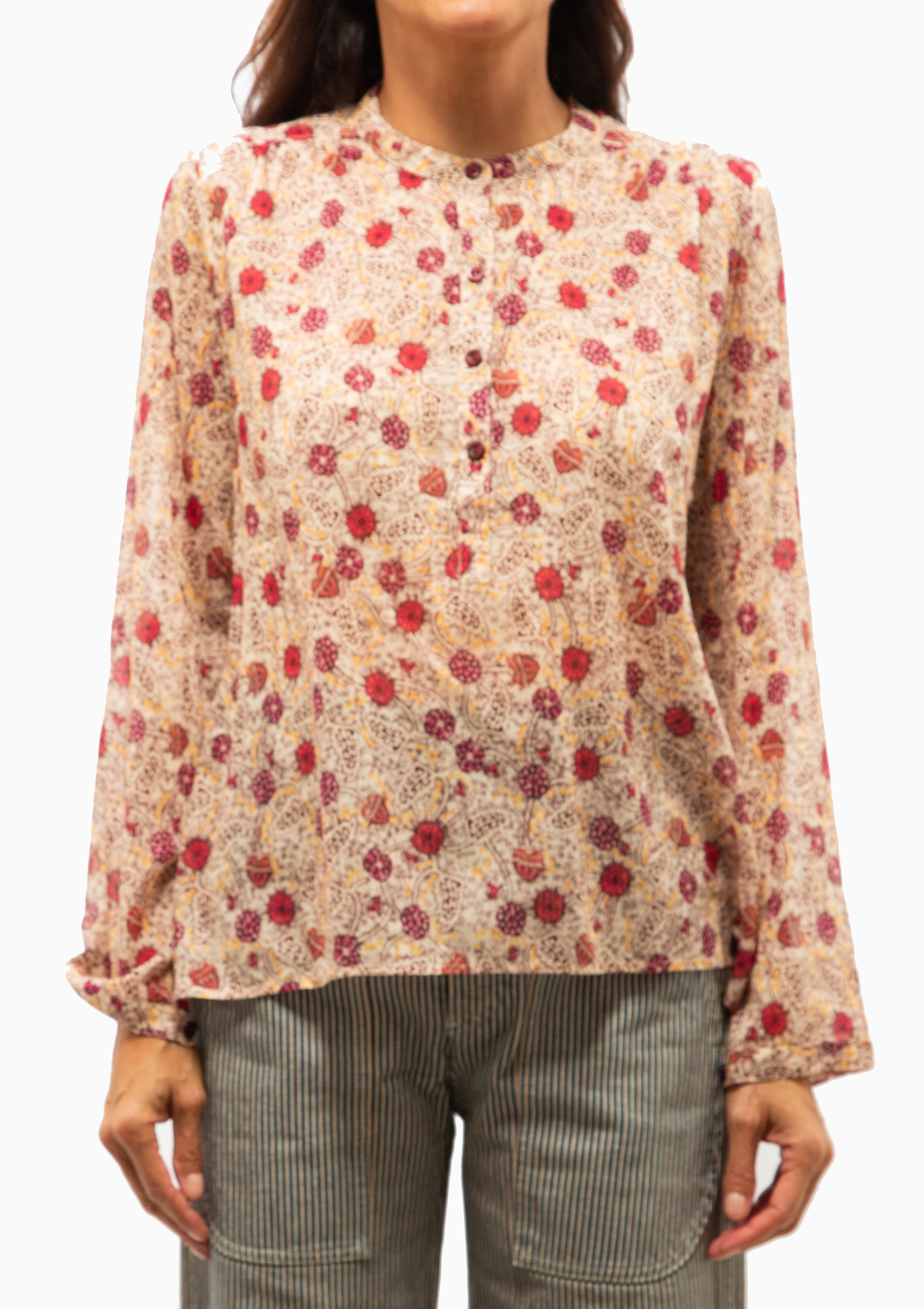 Maria Top | Ecru/Raspberry