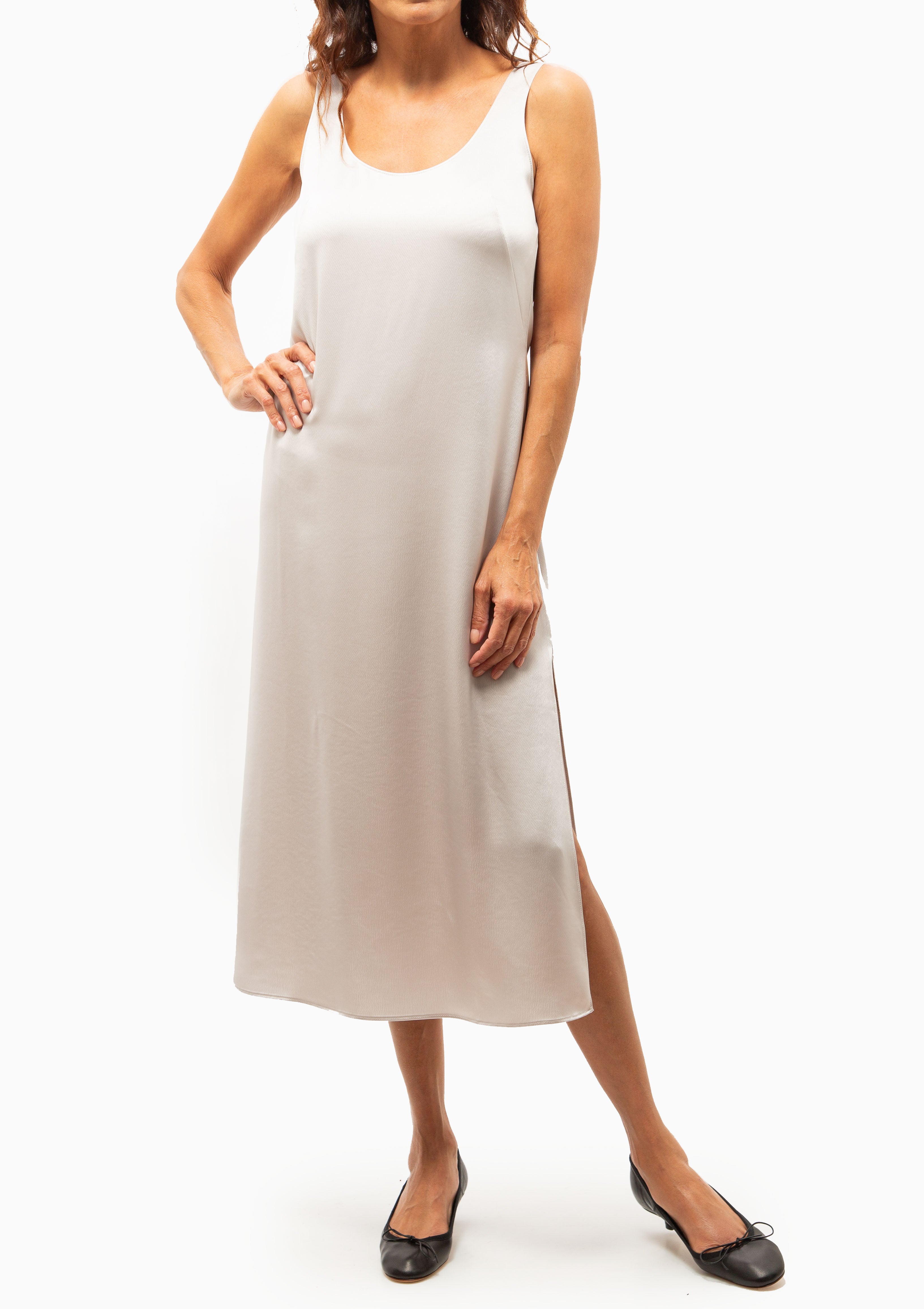 Barb Scoop Midi Dress | Cement