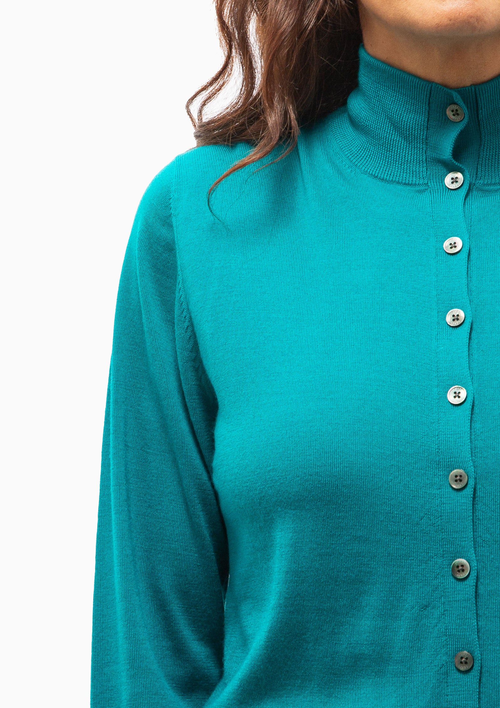 James Mock Neck Cardigan | Caribbean