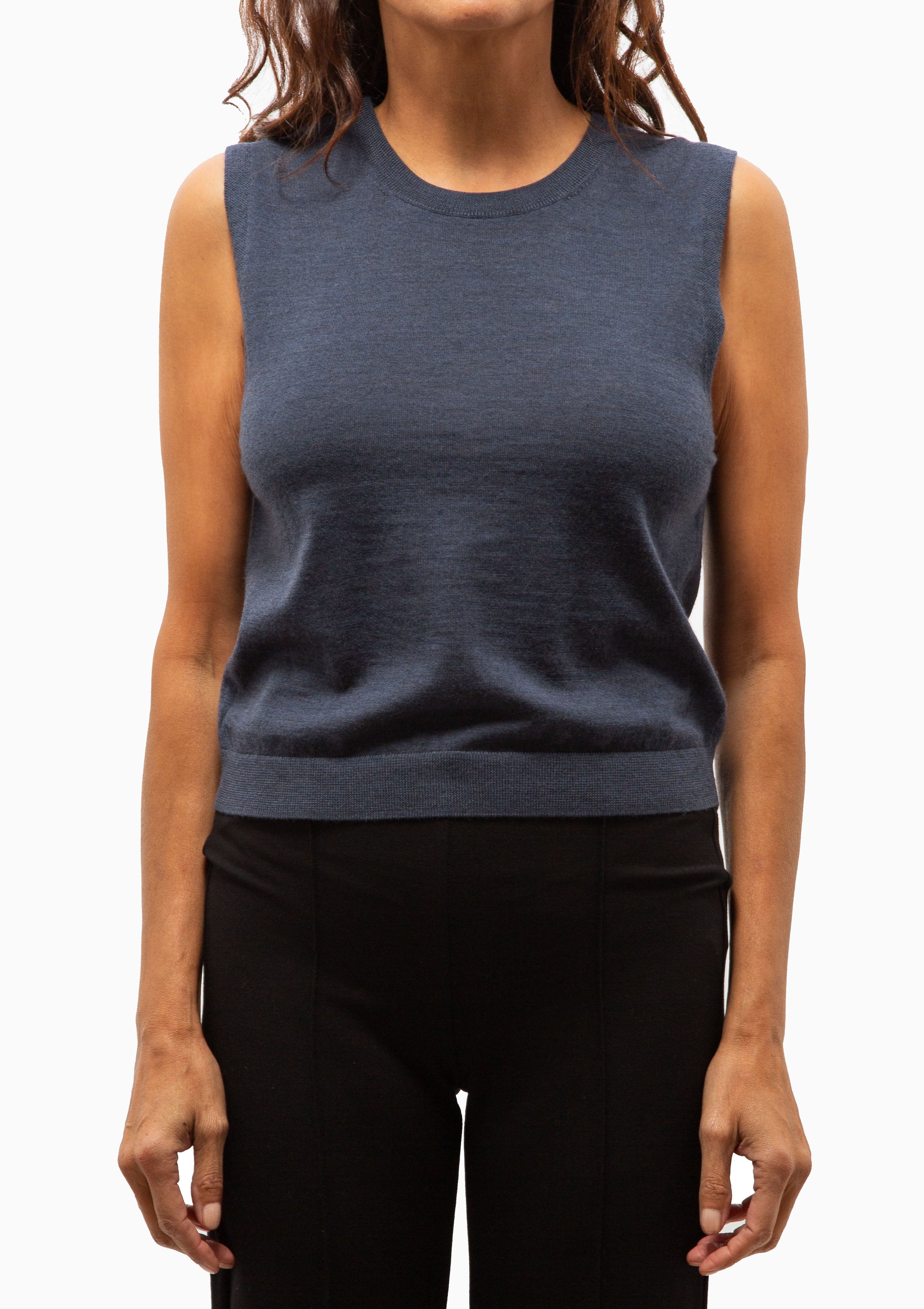 James Sleeveless Crew | Marine Melange