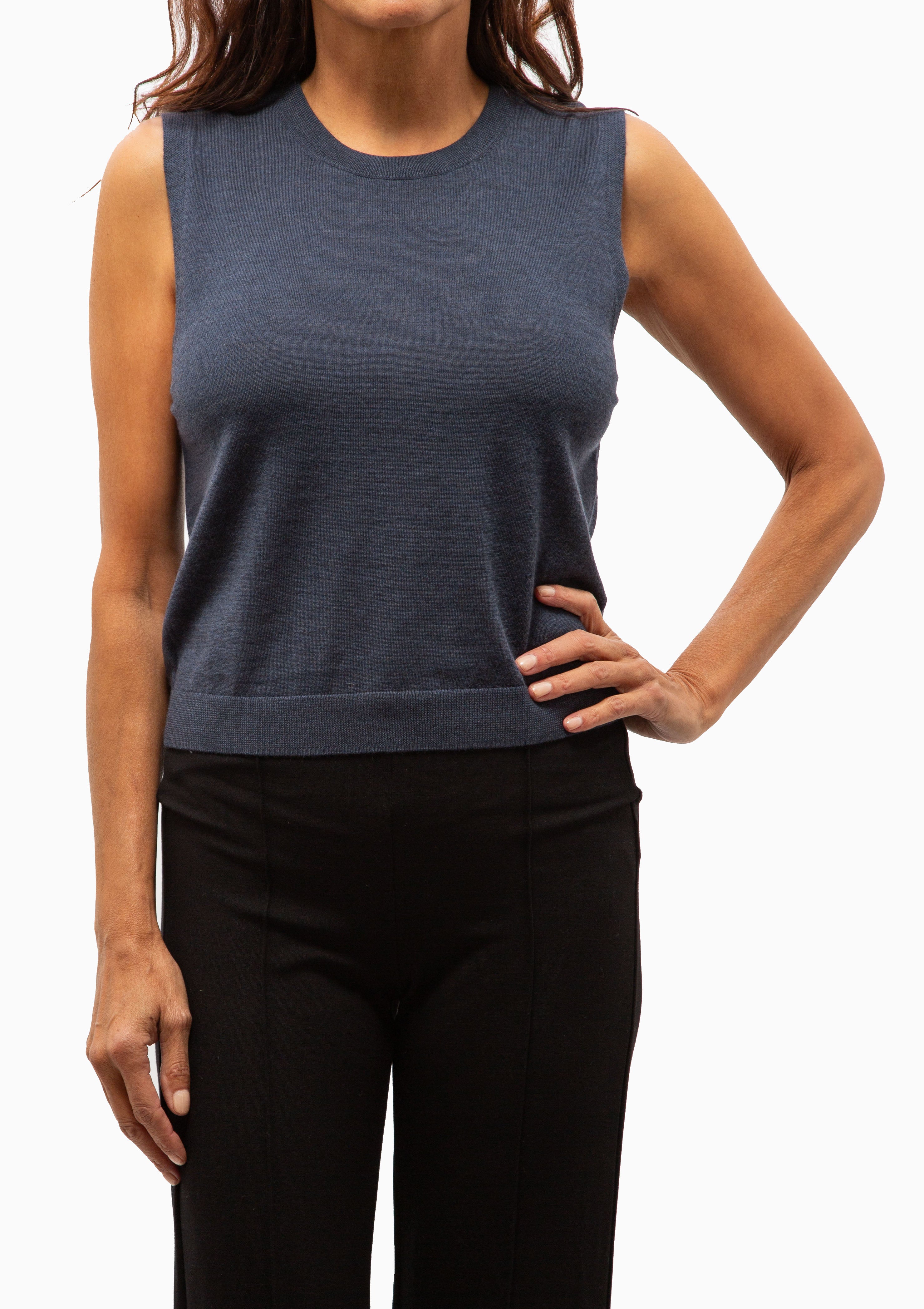 James Sleeveless Crew | Marine Melange