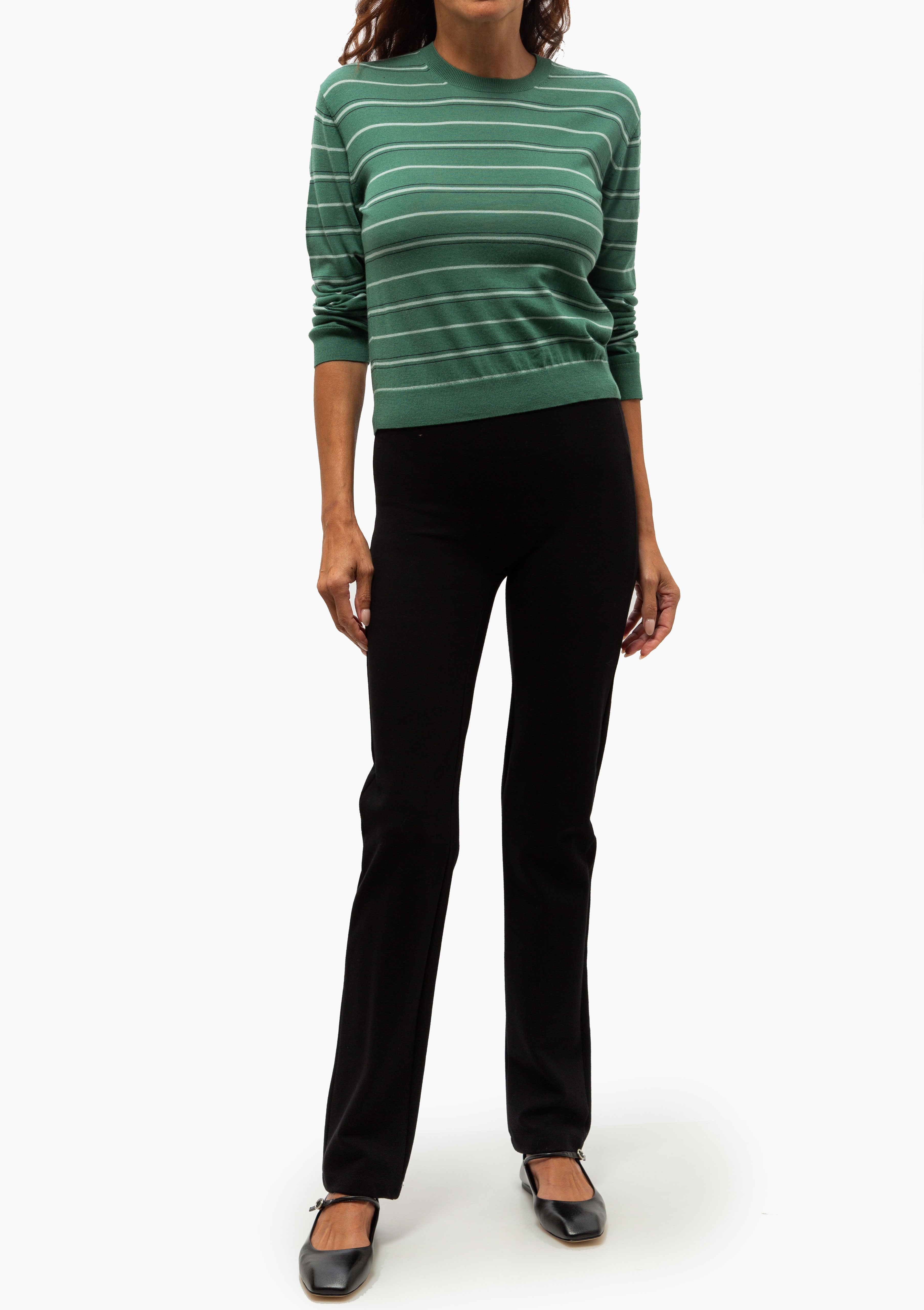 James Stripe Classic Crew | Basil Stripe