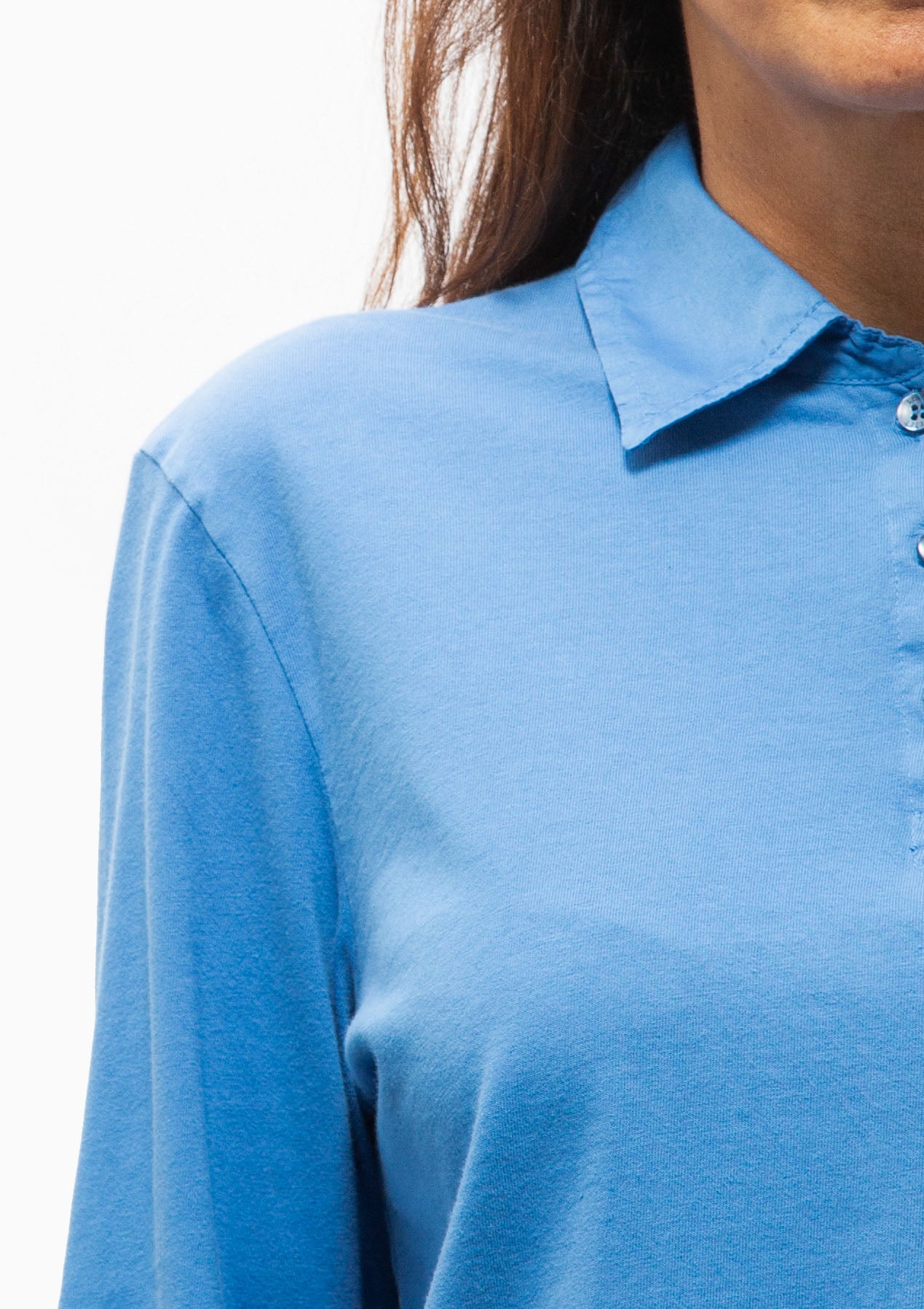 Margo Long Sleeve Polo | Bleuet