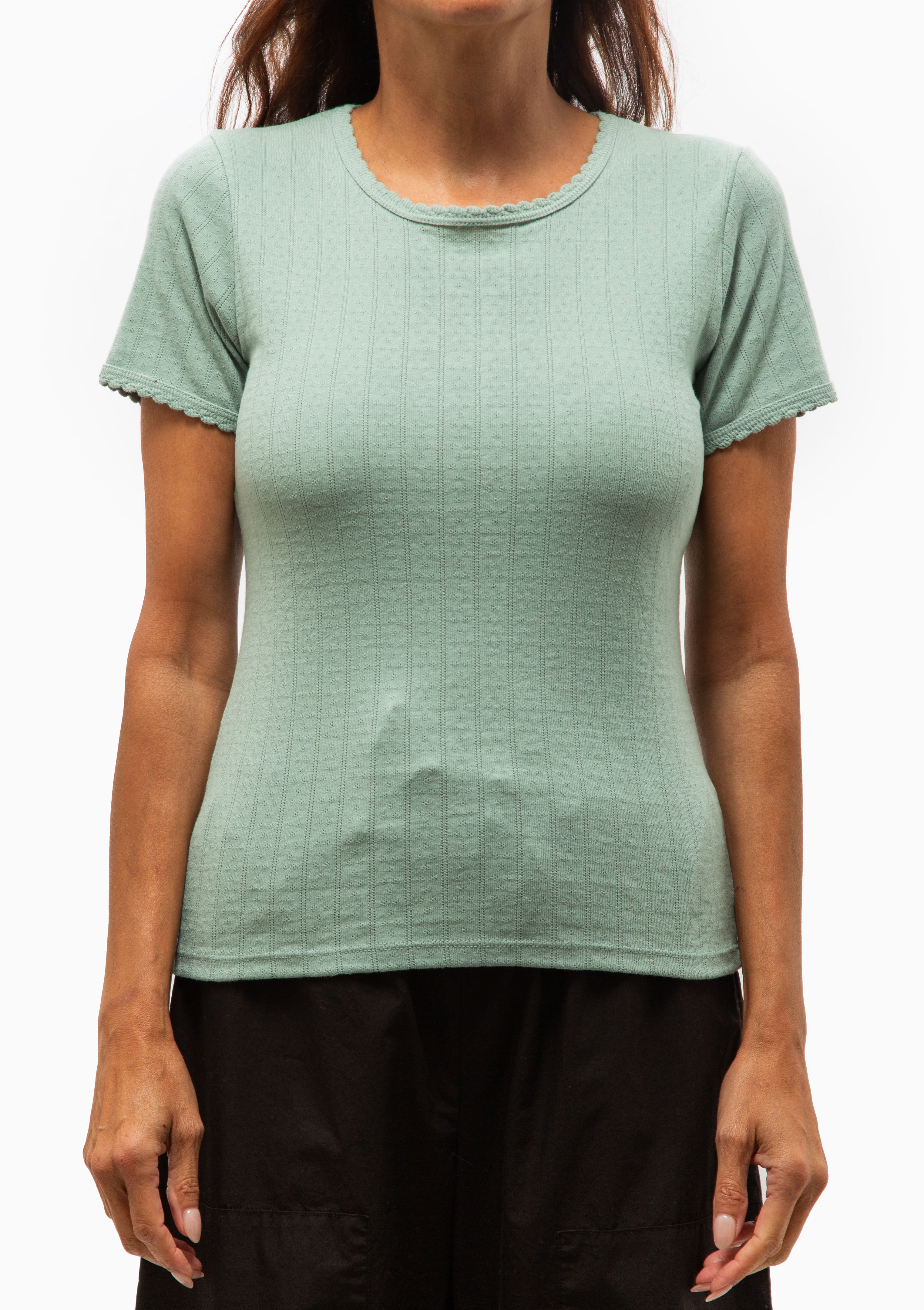 Pointelle Slim Fit Tee | Eucalyptus