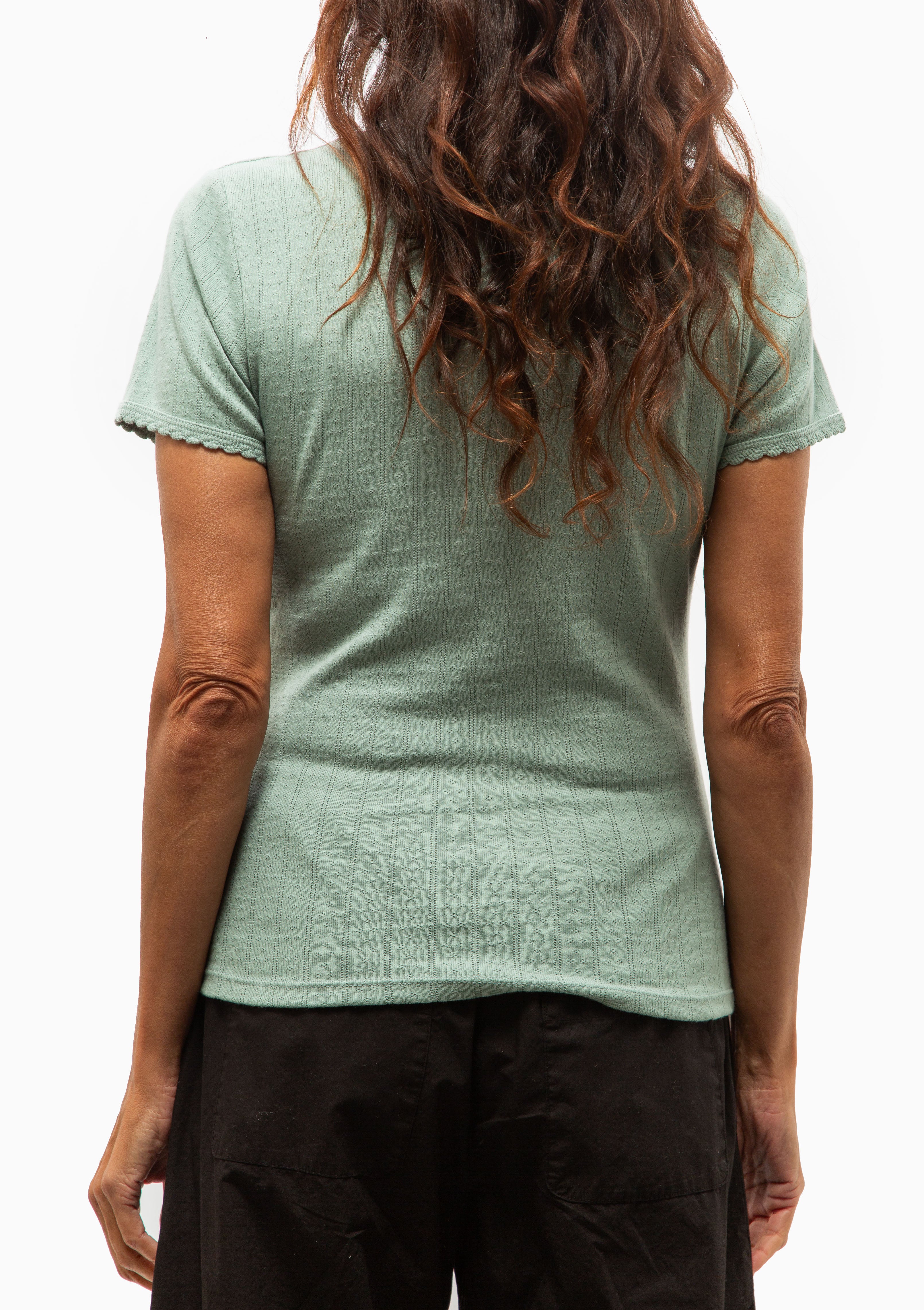 Pointelle Slim Fit Tee | Eucalyptus