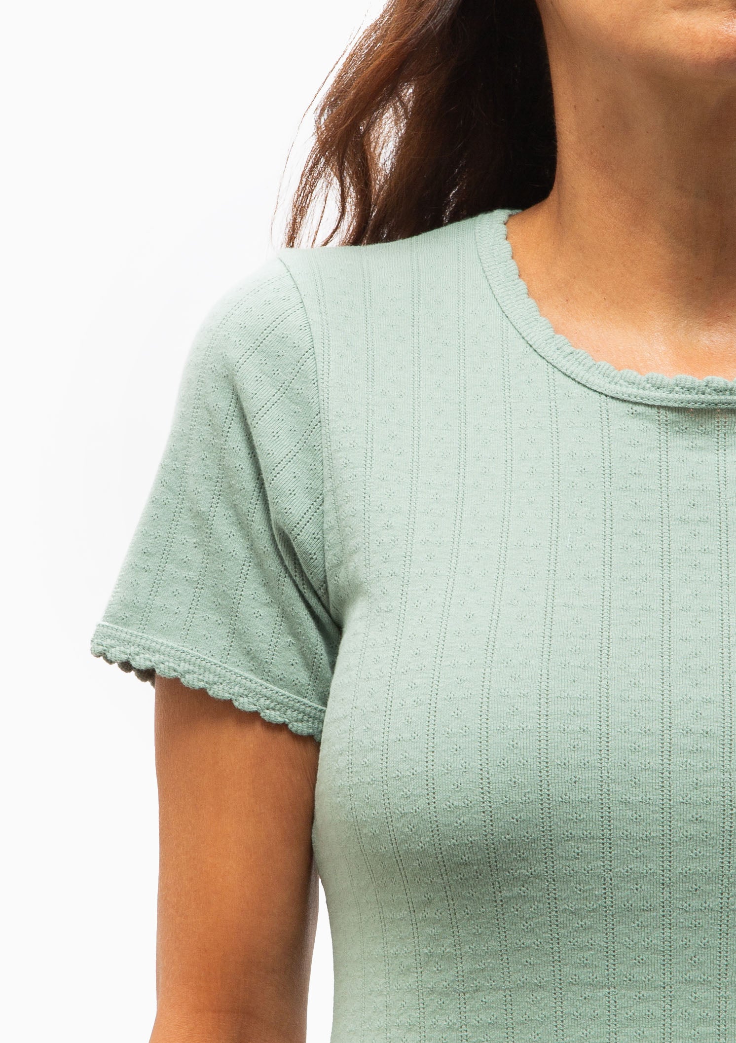 Pointelle Slim Fit Tee | Eucalyptus