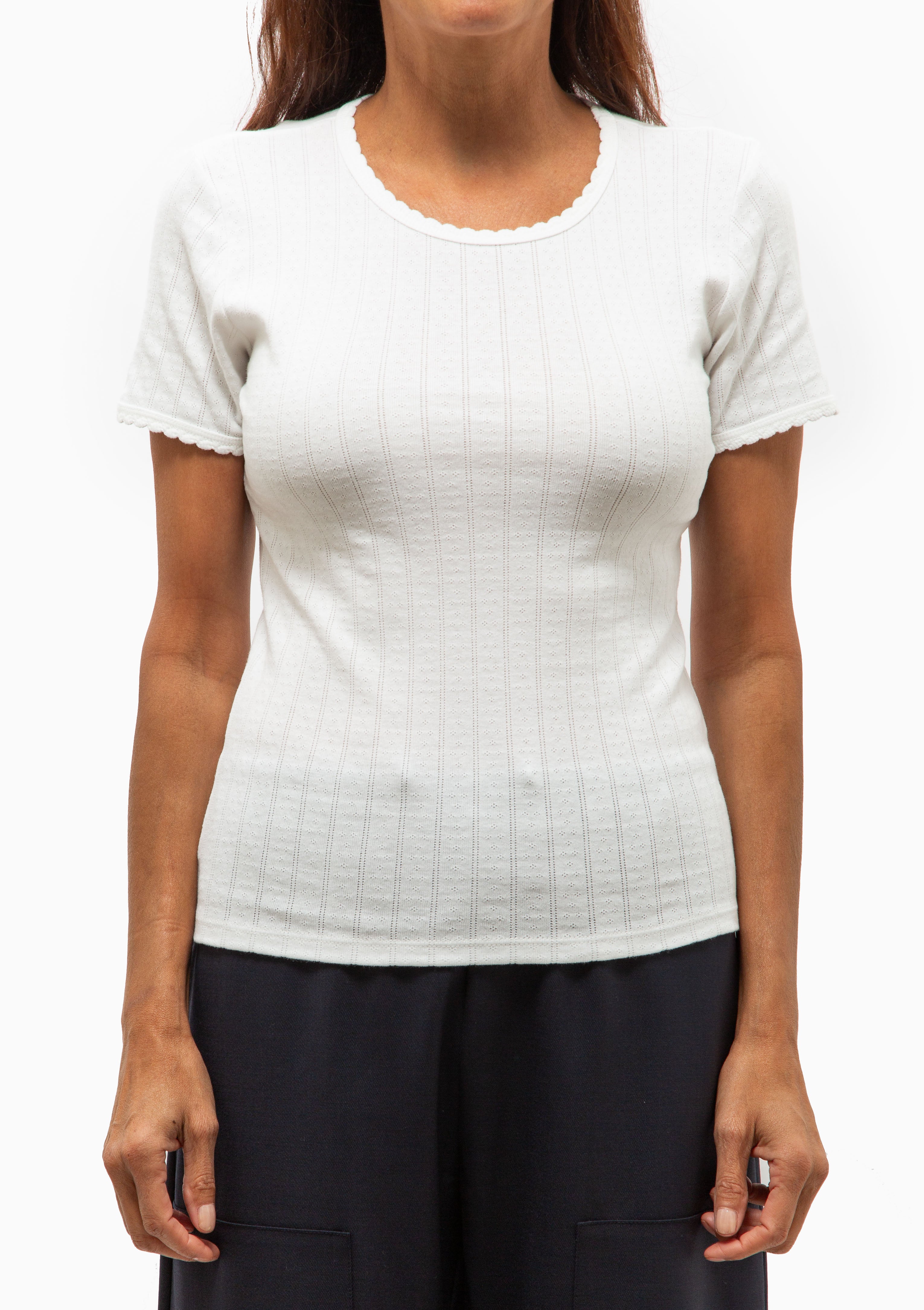 Pointelle Slim Fit Tee | White