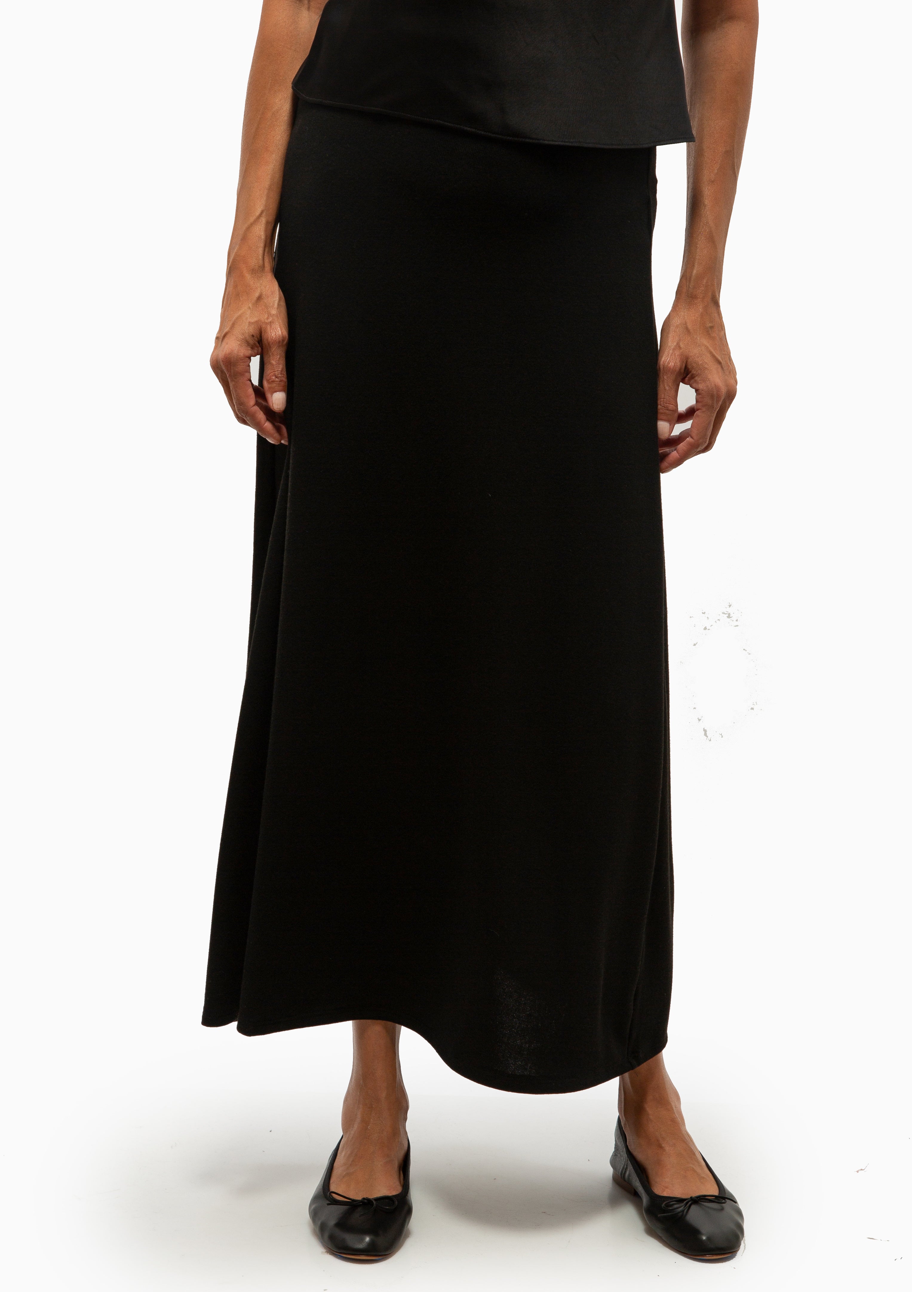 Lauren High Waist Midi Skirt | Black