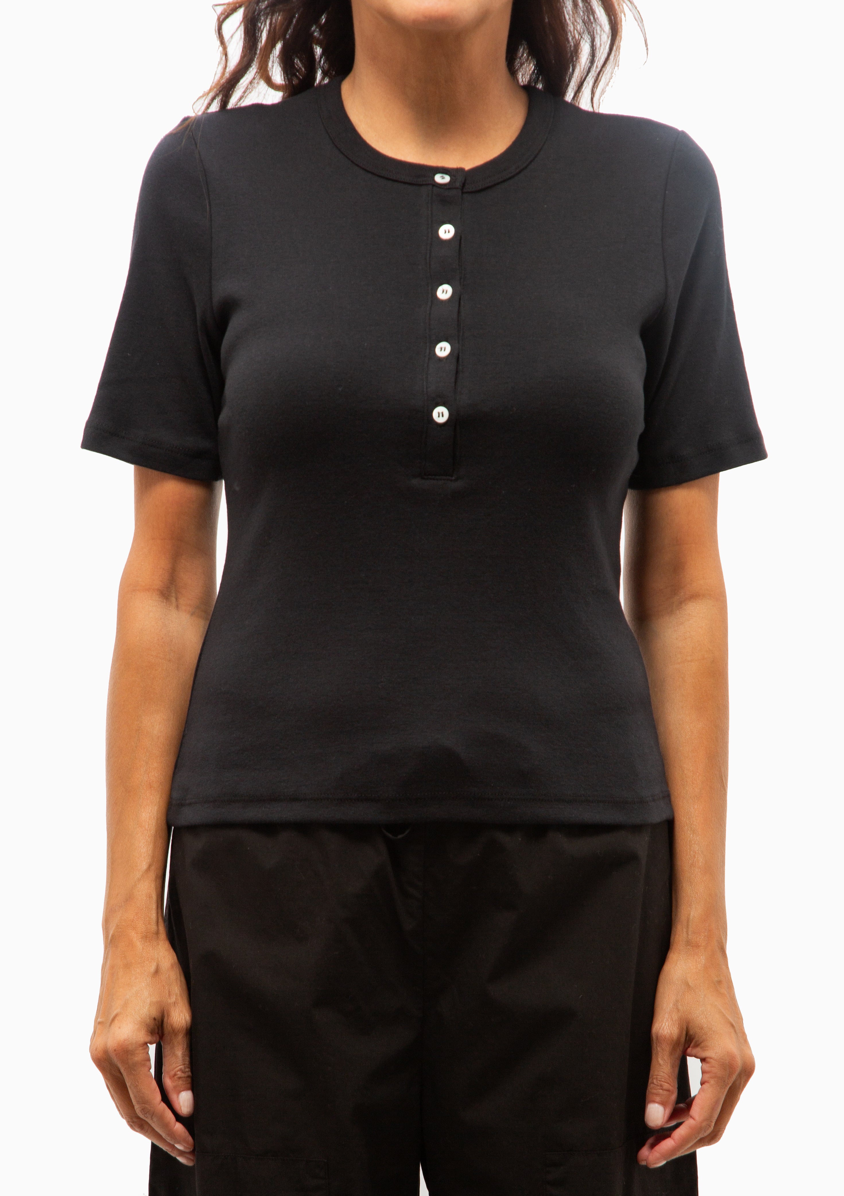 Nando Short Sleeve Henley | Black