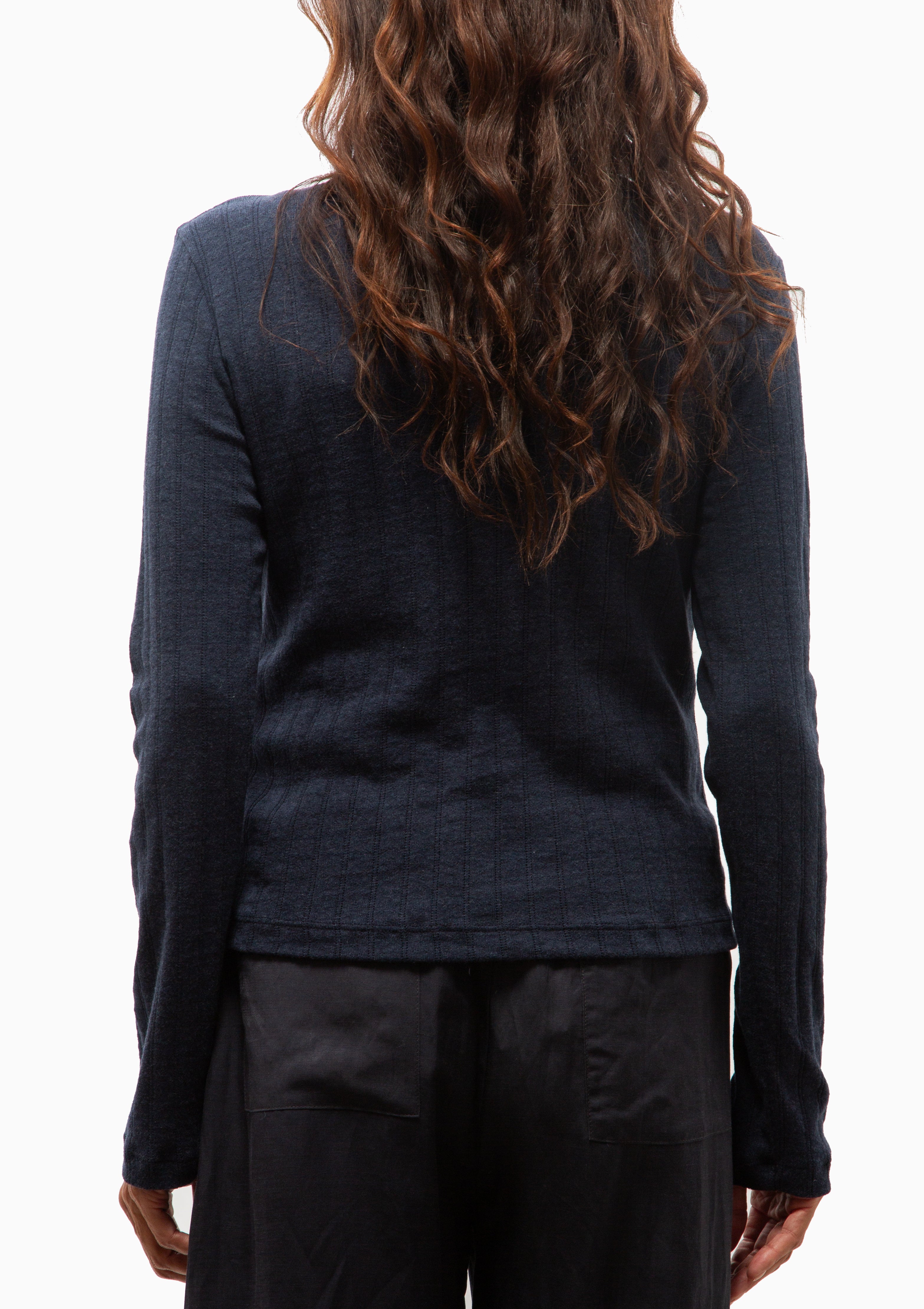 Pointelle Classic Cardigan II | Midnight Melange