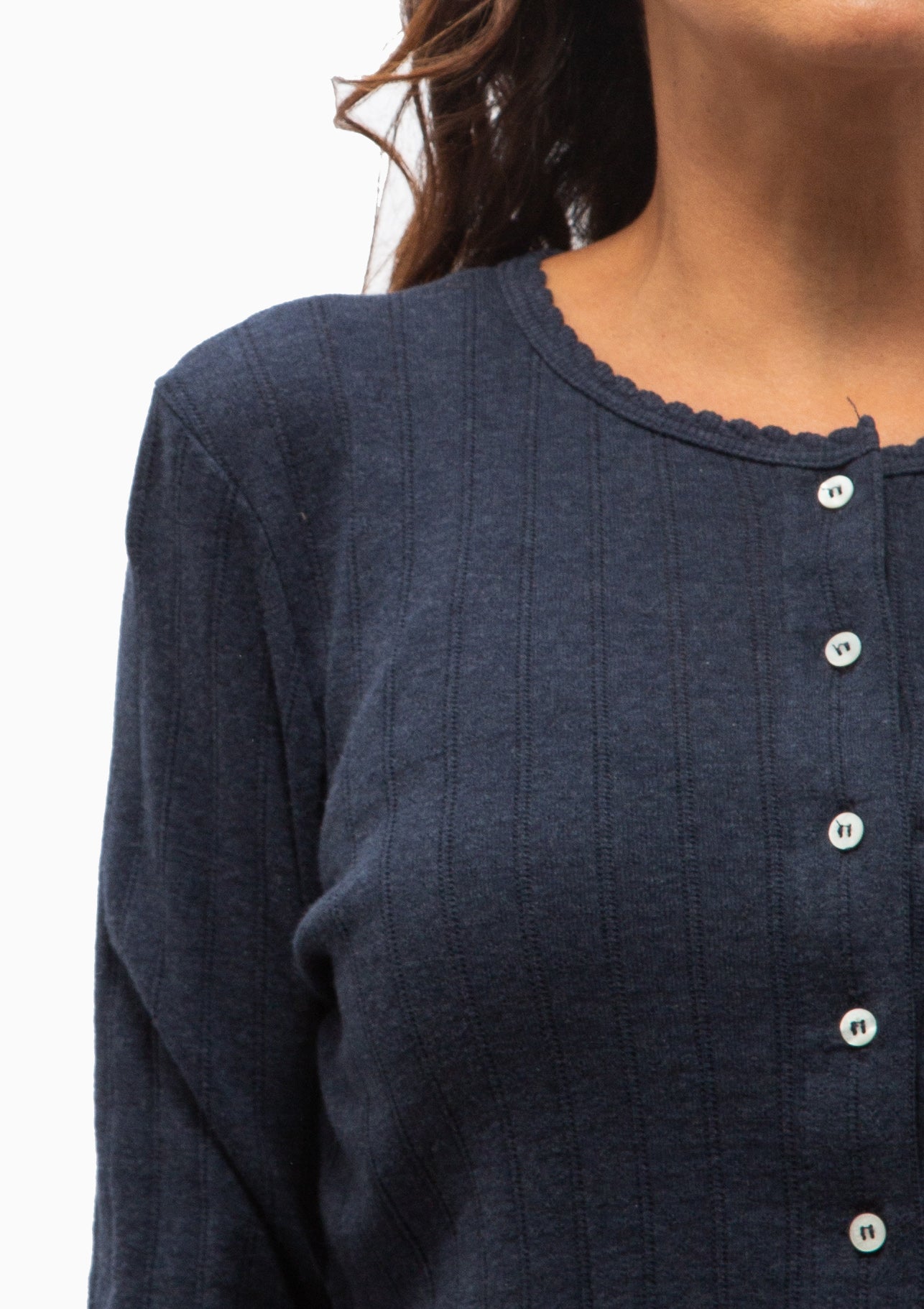 Pointelle Classic Cardigan II | Midnight Melange