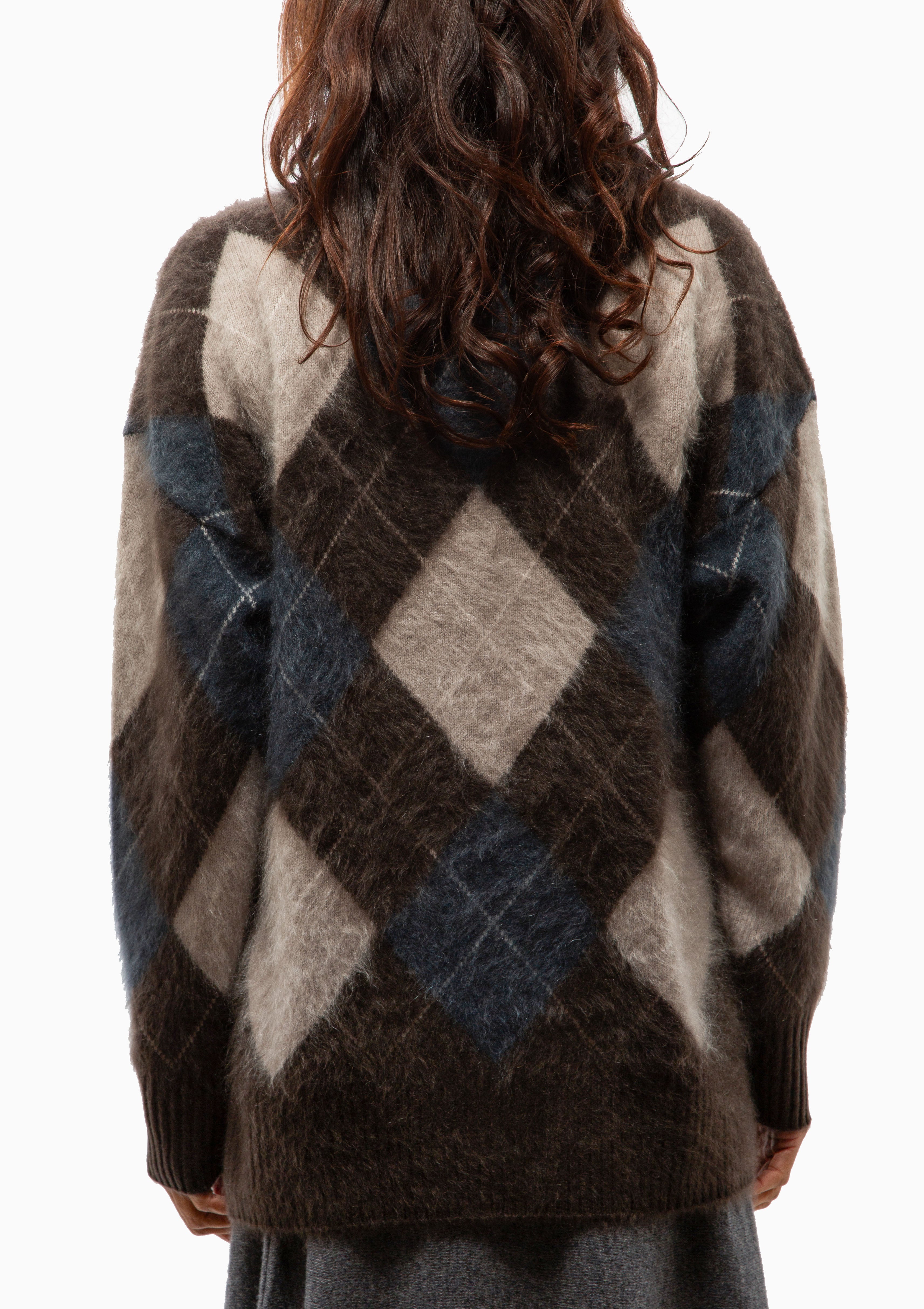 Elaria Cardigan | Wood Argyle Brushed