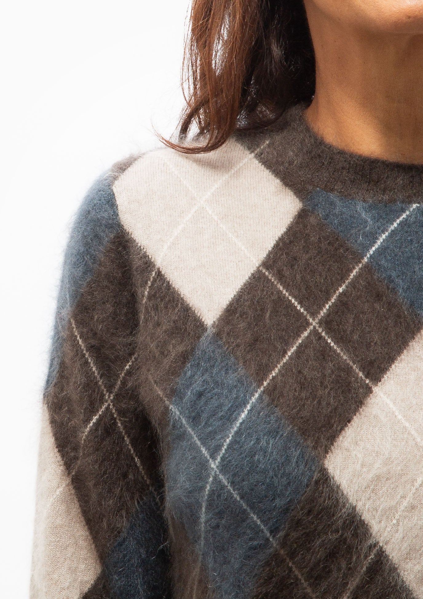 Margy Sweater | Wood Argyle Brushed