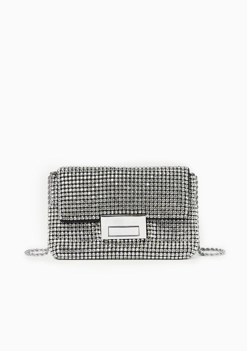 Loeffler Randall June Diamante Flap Pouch Silver DIANI