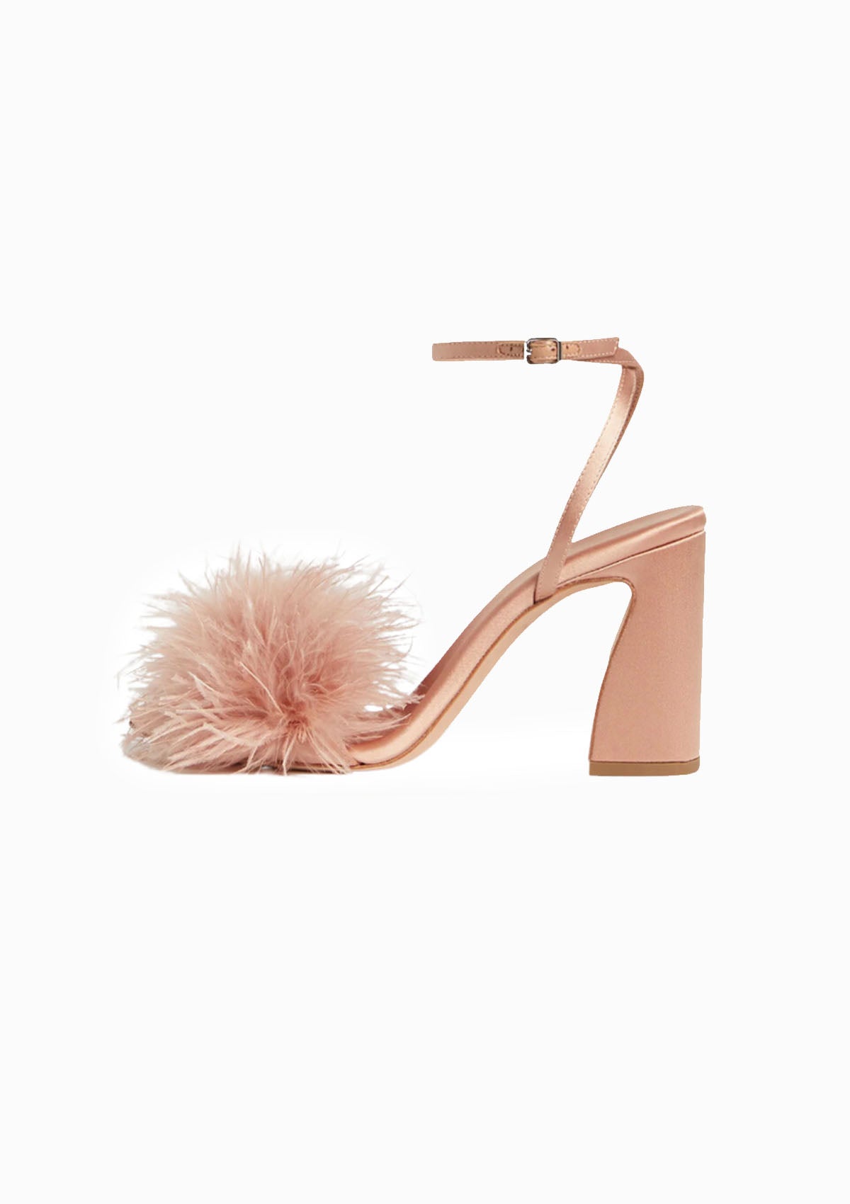 Minerva Satin/Feather Sandal | Blush