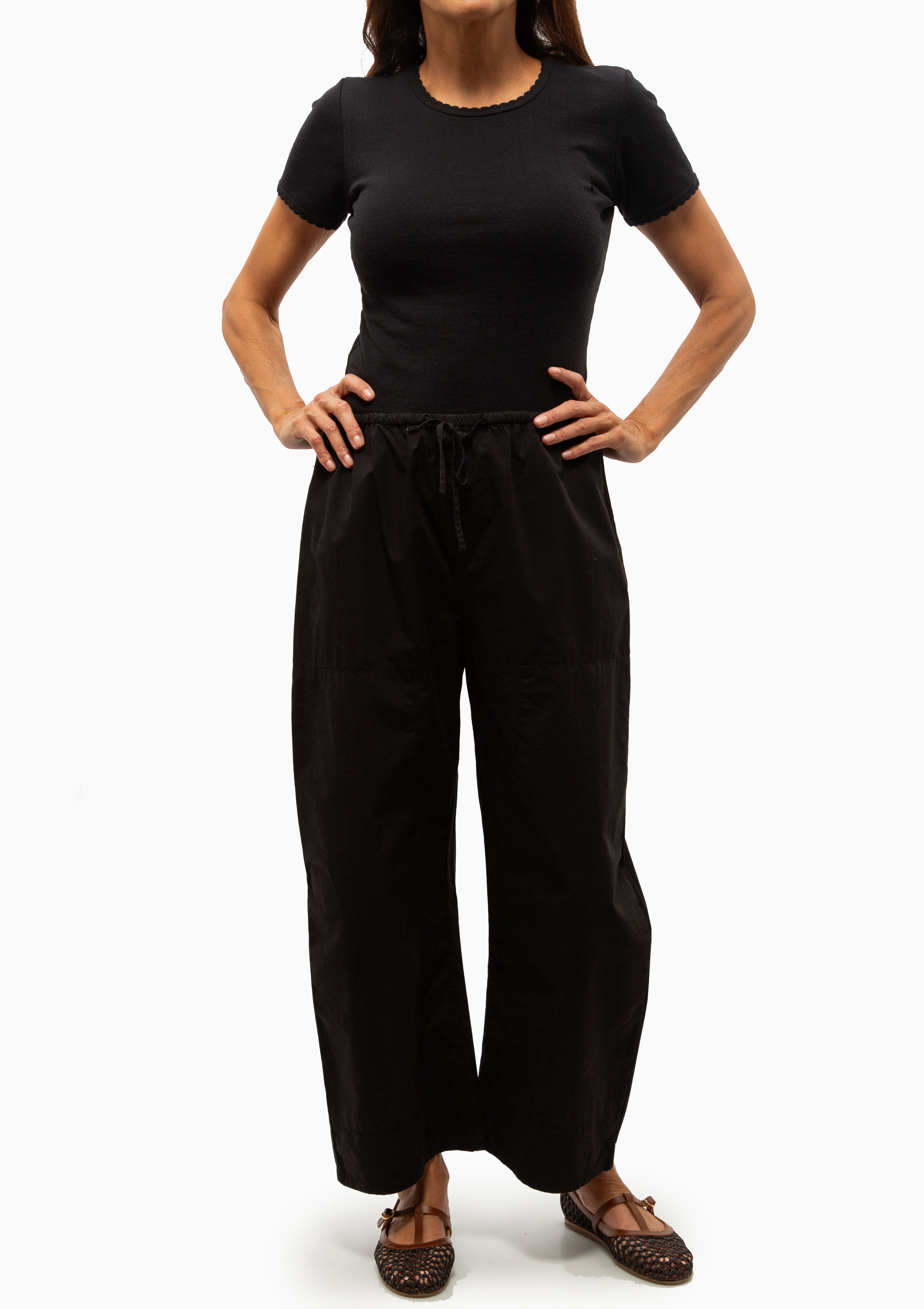Pointelle Slim Fit Tee | Black