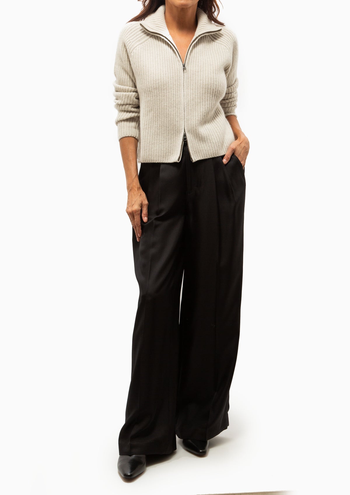 Sadie Zip Cardigan | Oyster