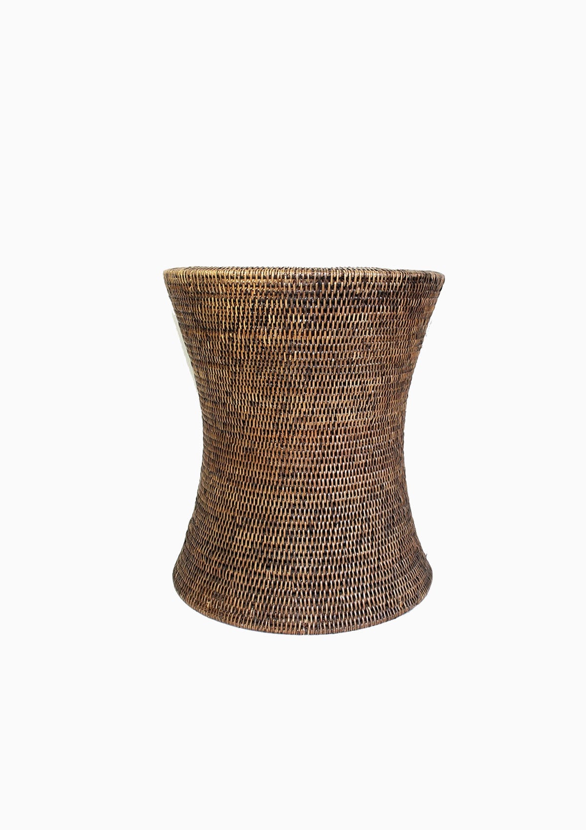 Rattan Round Stool | Brown, 15" x 17.5"